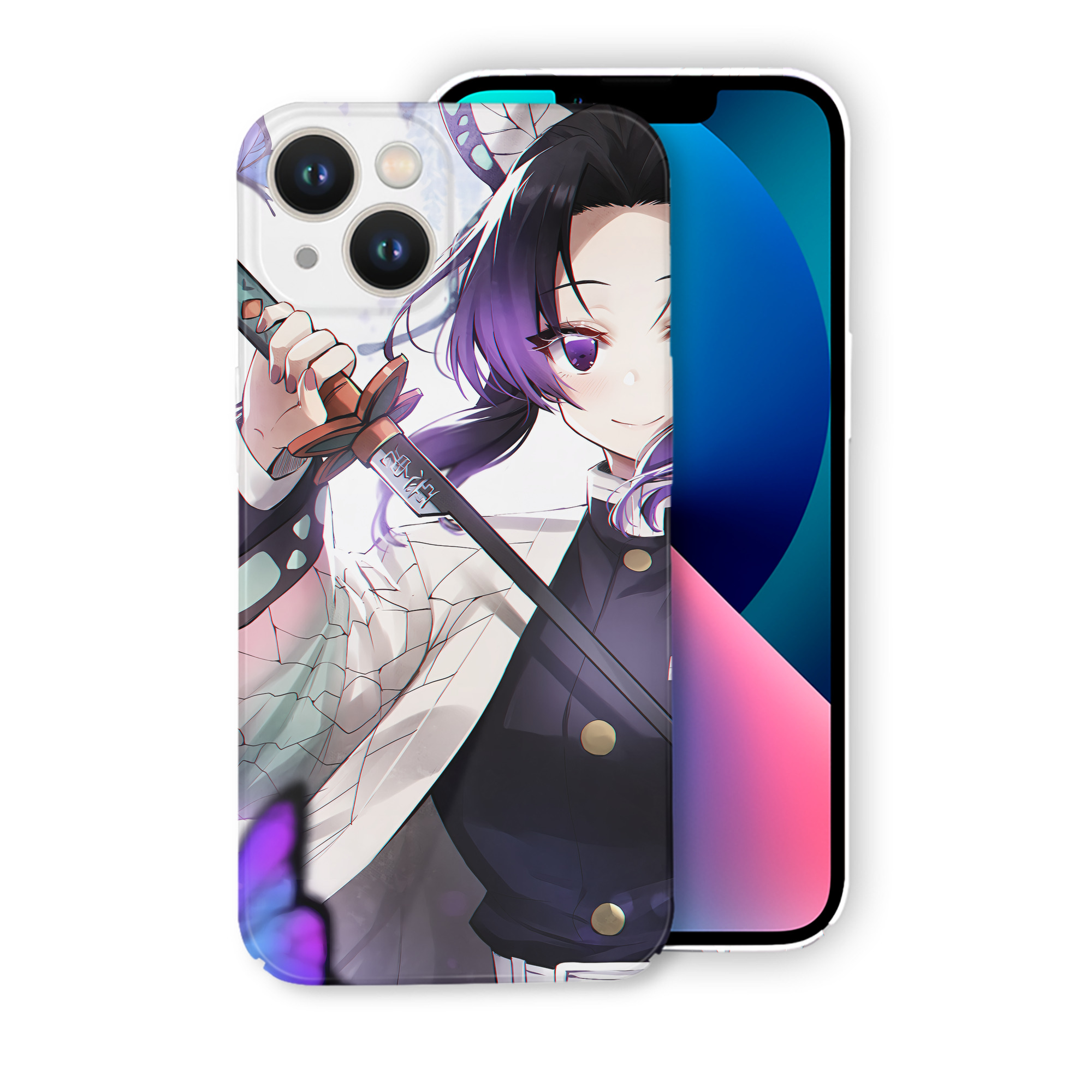 （画像用） 鬼滅の刃（きめつのやいば）蟲柱-胡蝶 しのぶ／こちょう しのぶ Kochou Shinobu 【iPhone 14シリーズ対応】ハードケース