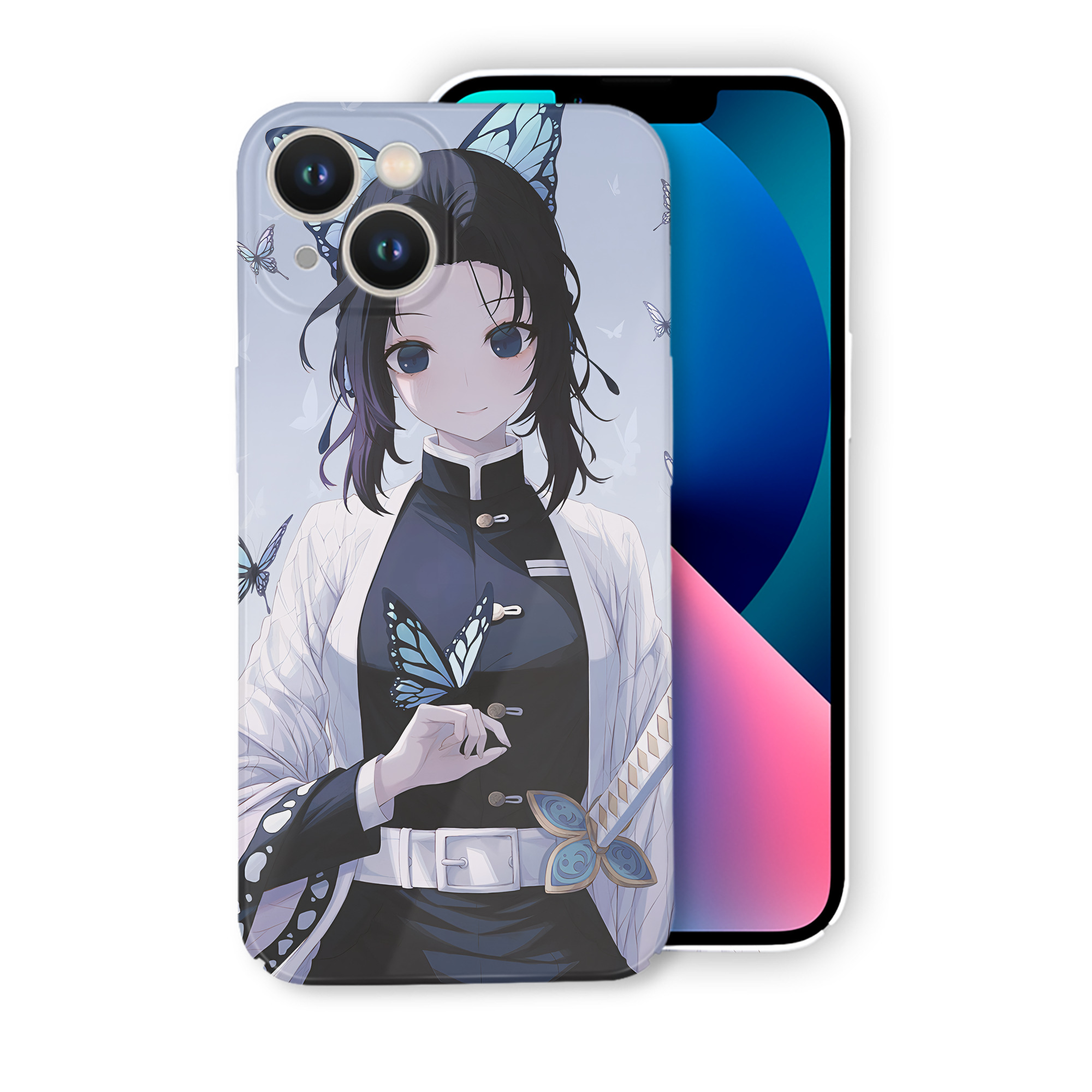 （画像用） 鬼滅の刃（きめつのやいば）蟲柱-胡蝶 しのぶ／こちょう しのぶ Kochou Shinobu 【iPhone 14シリーズ対応】ハードケース