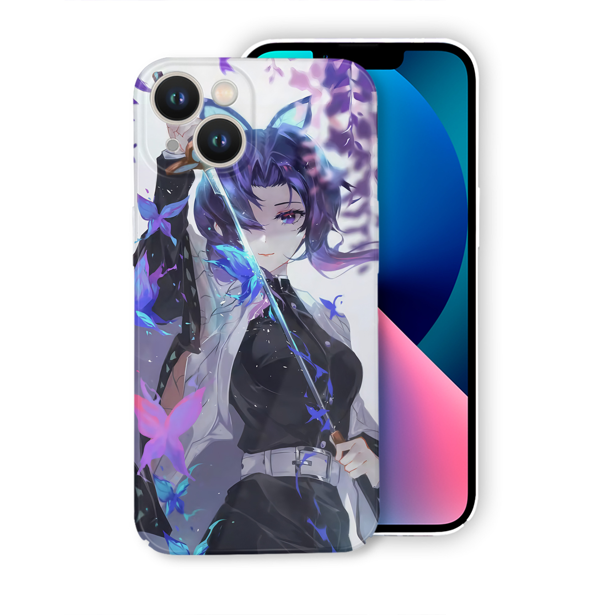 （画像用） 鬼滅の刃（きめつのやいば）蟲柱-胡蝶 しのぶ／こちょう しのぶ Kochou Shinobu 【iPhone 14シリーズ対応】ハードケース