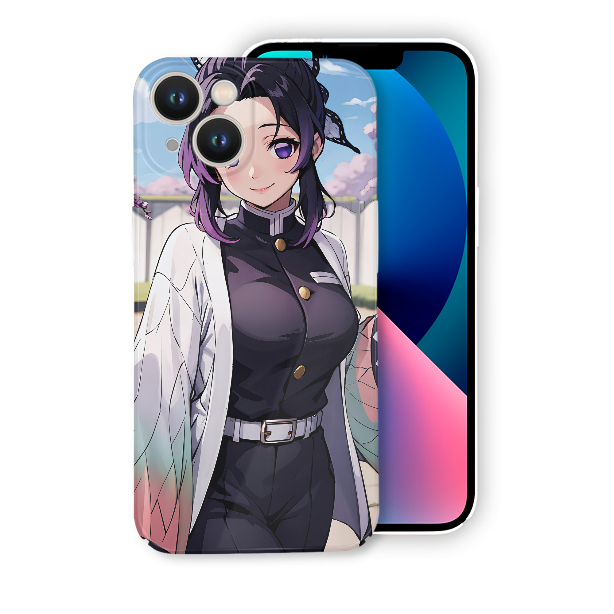 （画像用） 鬼滅の刃（きめつのやいば）蟲柱-胡蝶 しのぶ／こちょう しのぶ Kochou Shinobu 【iPhone 14シリーズ対応】ハードケース