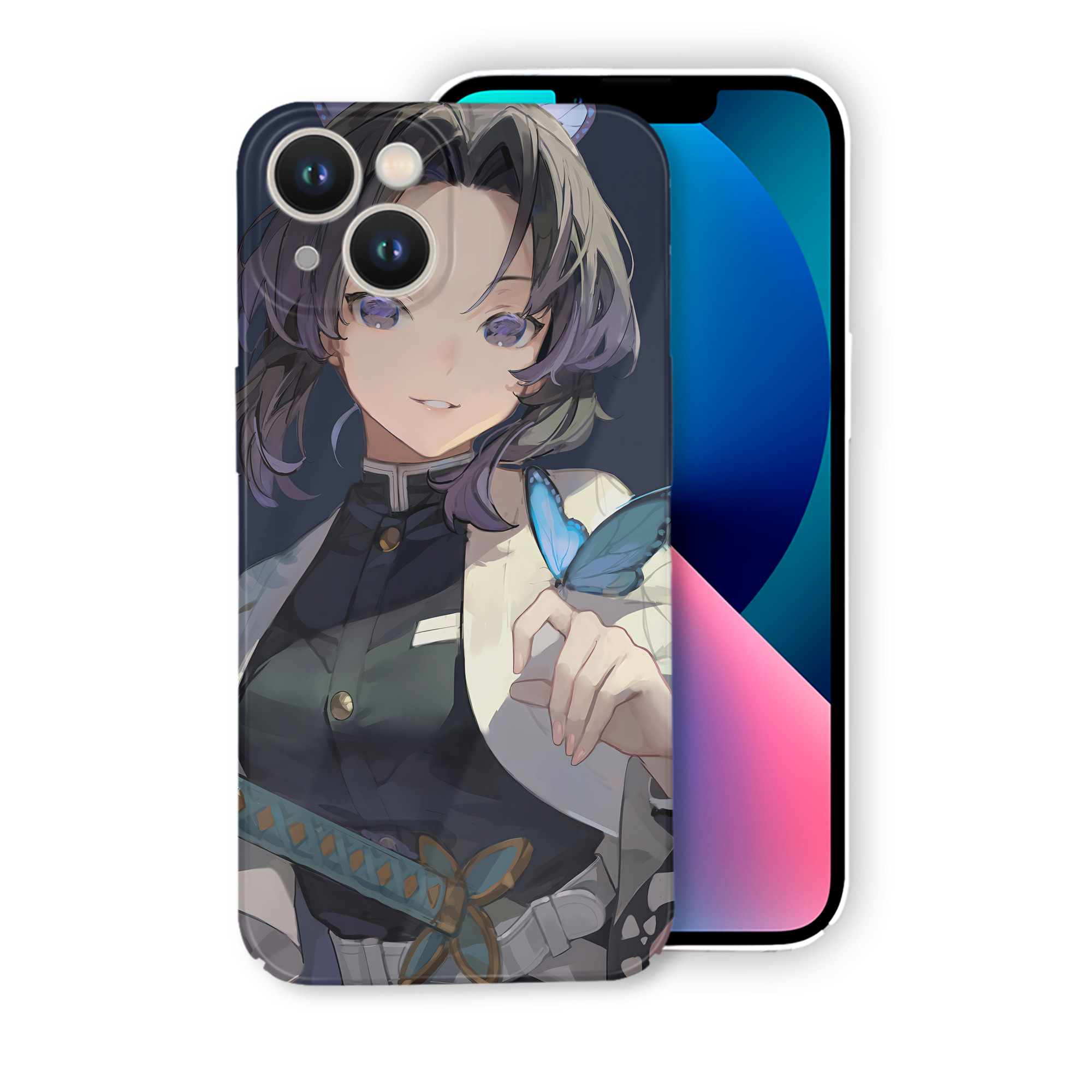 （画像用） 鬼滅の刃（きめつのやいば）蟲柱-胡蝶 しのぶ／こちょう しのぶ Kochou Shinobu 【iPhone 14シリーズ対応】ハードケース