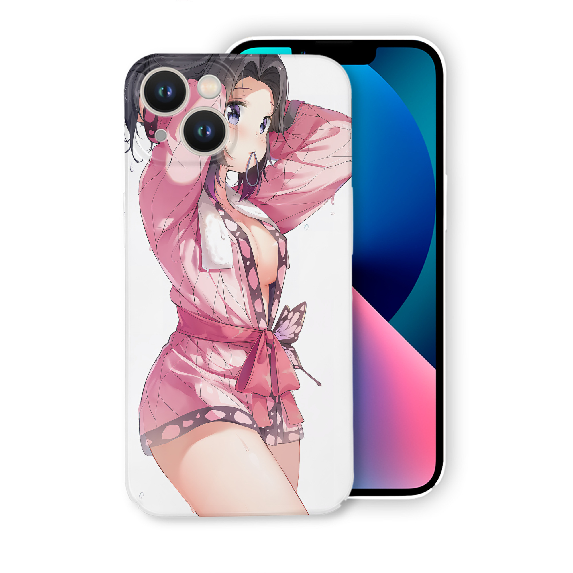 （画像用） 鬼滅の刃（きめつのやいば）蟲柱-胡蝶 しのぶ／こちょう しのぶ Kochou Shinobu 【iPhone 14シリーズ対応】ハードケース