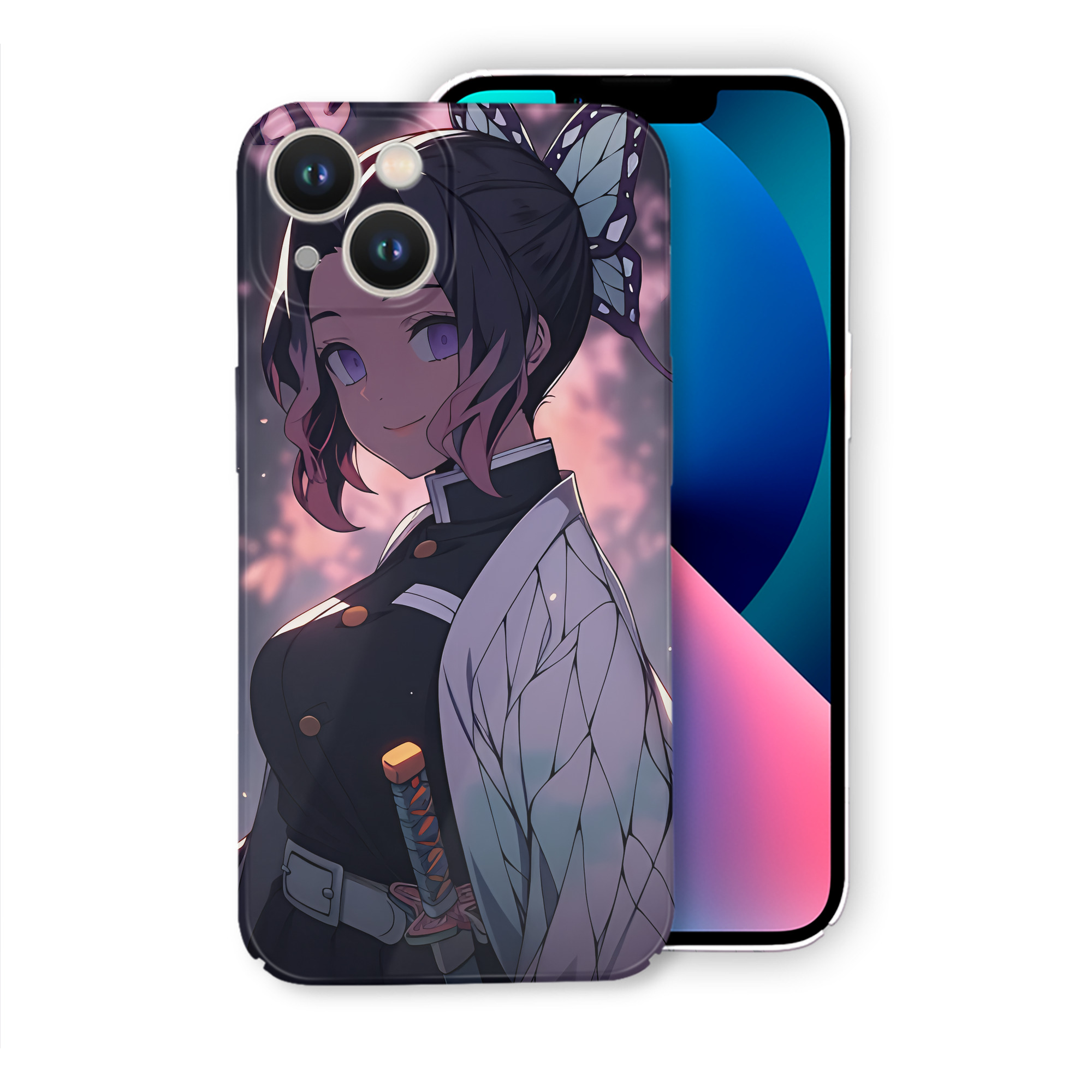 （画像用） 鬼滅の刃（きめつのやいば）蟲柱-胡蝶 しのぶ／こちょう しのぶ Kochou Shinobu 【iPhone 14シリーズ対応】ハードケース