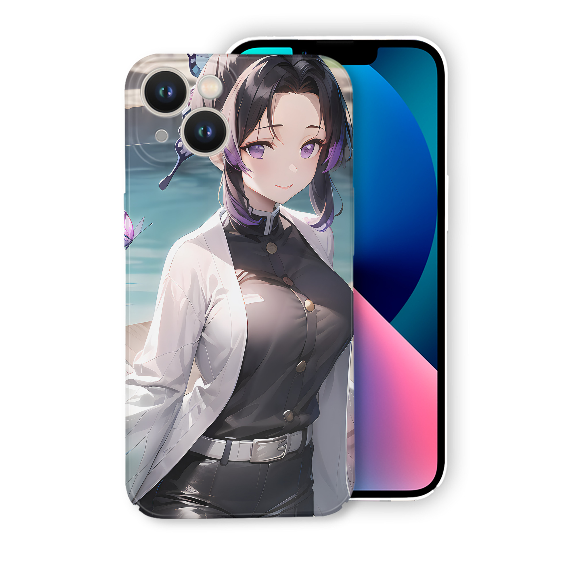 （画像用） 鬼滅の刃（きめつのやいば）蟲柱-胡蝶 しのぶ／こちょう しのぶ Kochou Shinobu 【iPhone 14シリーズ対応】ハードケース