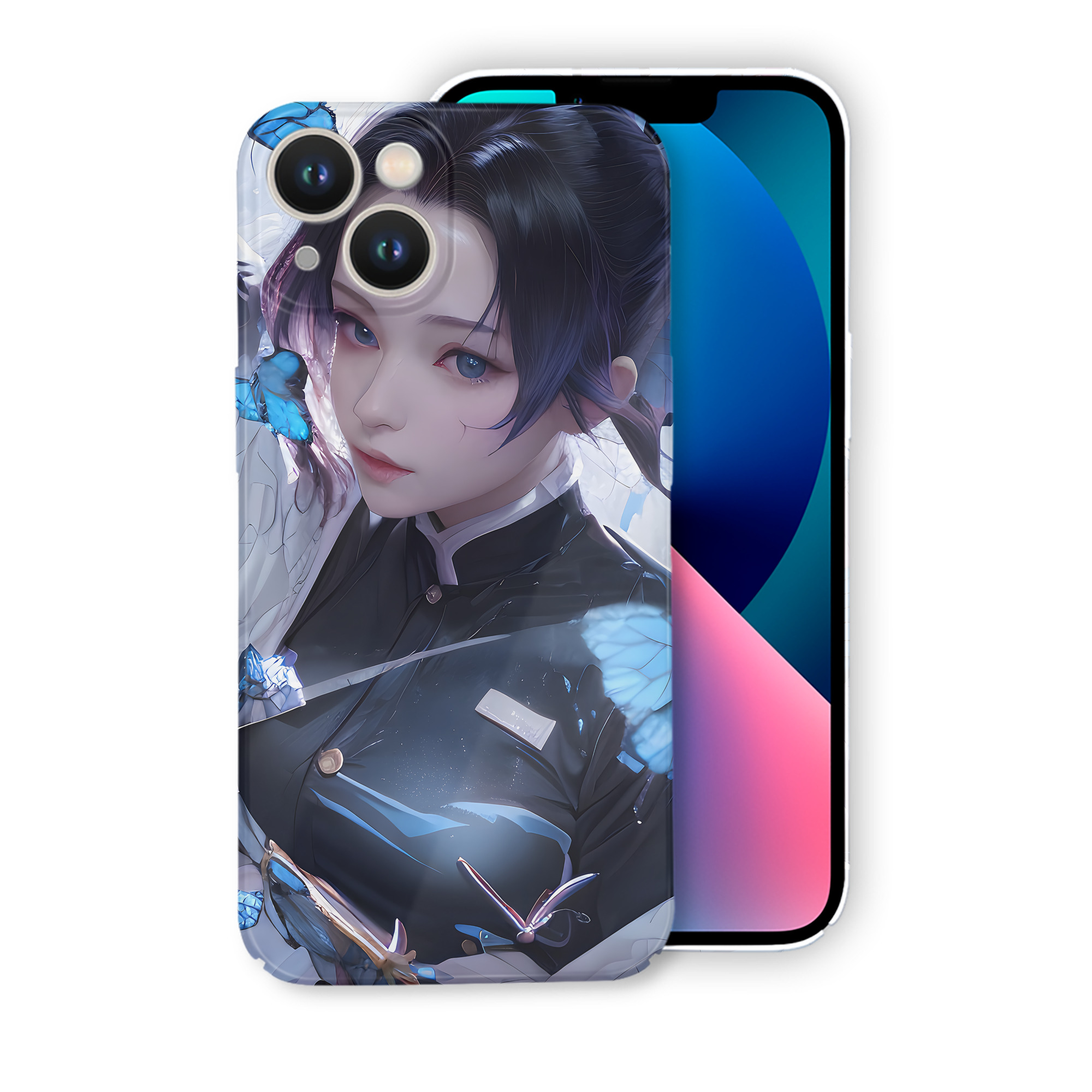 （画像用） 鬼滅の刃（きめつのやいば）蟲柱-胡蝶 しのぶ／こちょう しのぶ Kochou Shinobu 【iPhone 14シリーズ対応】ハードケース