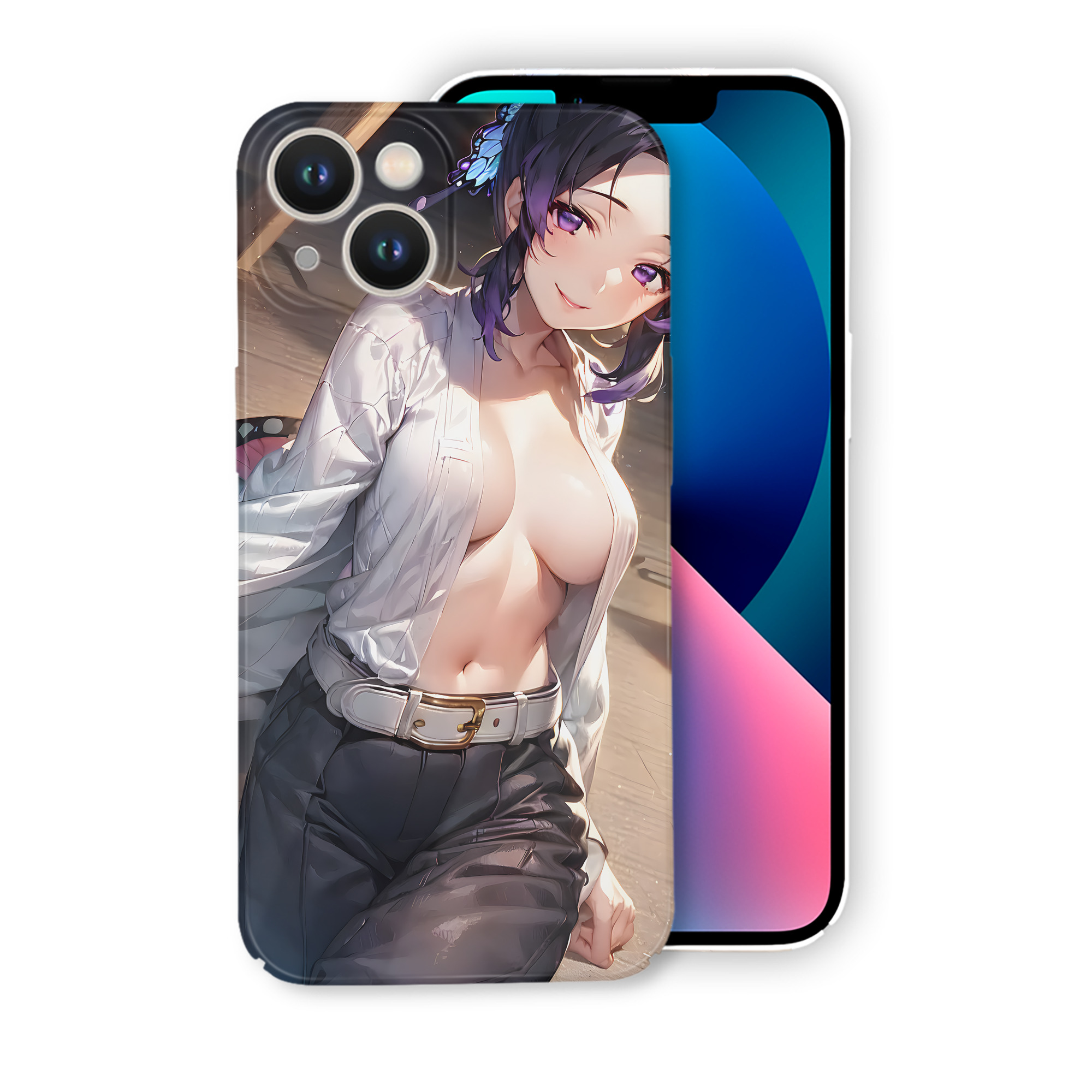 （画像用） 鬼滅の刃（きめつのやいば）蟲柱-胡蝶 しのぶ／こちょう しのぶ Kochou Shinobu 【iPhone 14シリーズ対応】ハードケース