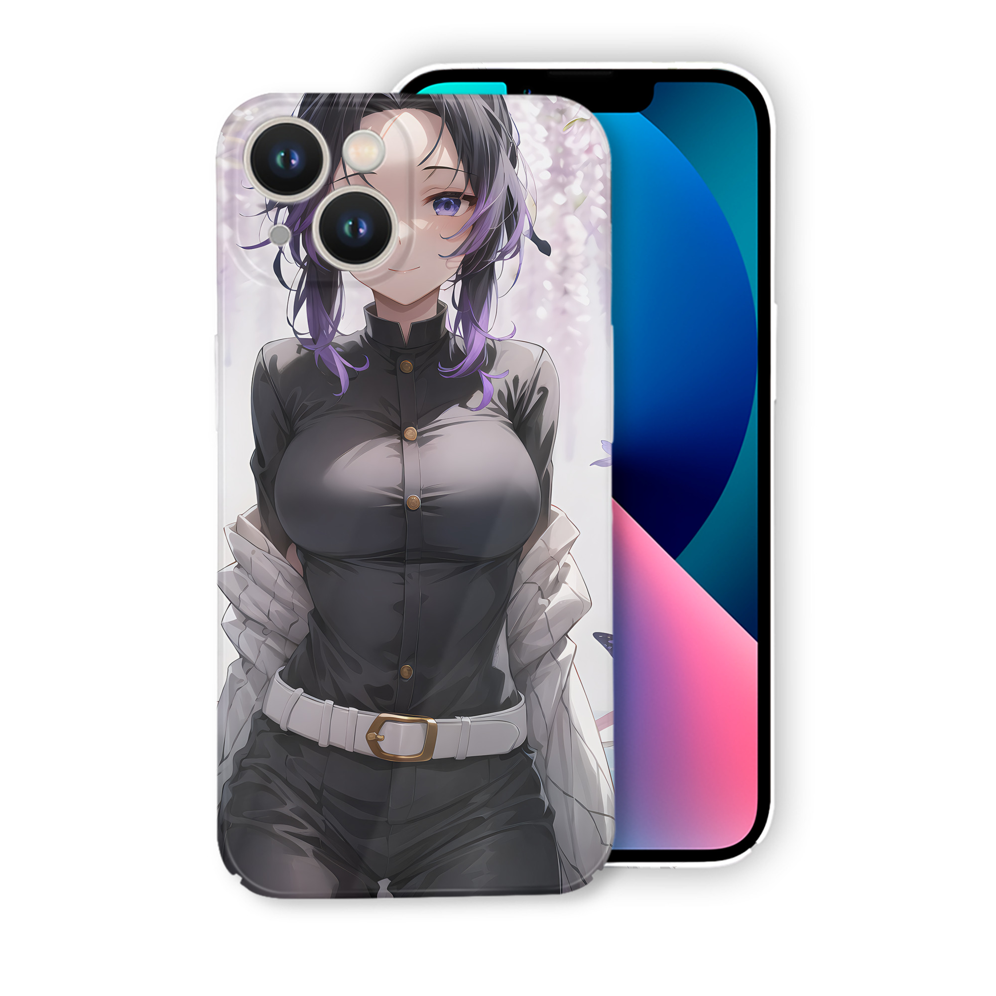 （画像用） 鬼滅の刃（きめつのやいば）蟲柱-胡蝶 しのぶ／こちょう しのぶ Kochou Shinobu 【iPhone 14シリーズ対応】ハードケース