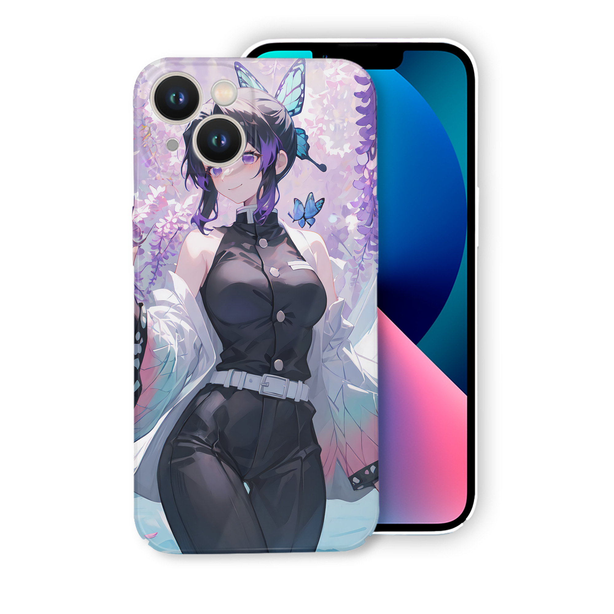 （画像用） 鬼滅の刃（きめつのやいば）蟲柱-胡蝶 しのぶ／こちょう しのぶ Kochou Shinobu 【iPhone 14シリーズ対応】ハードケース