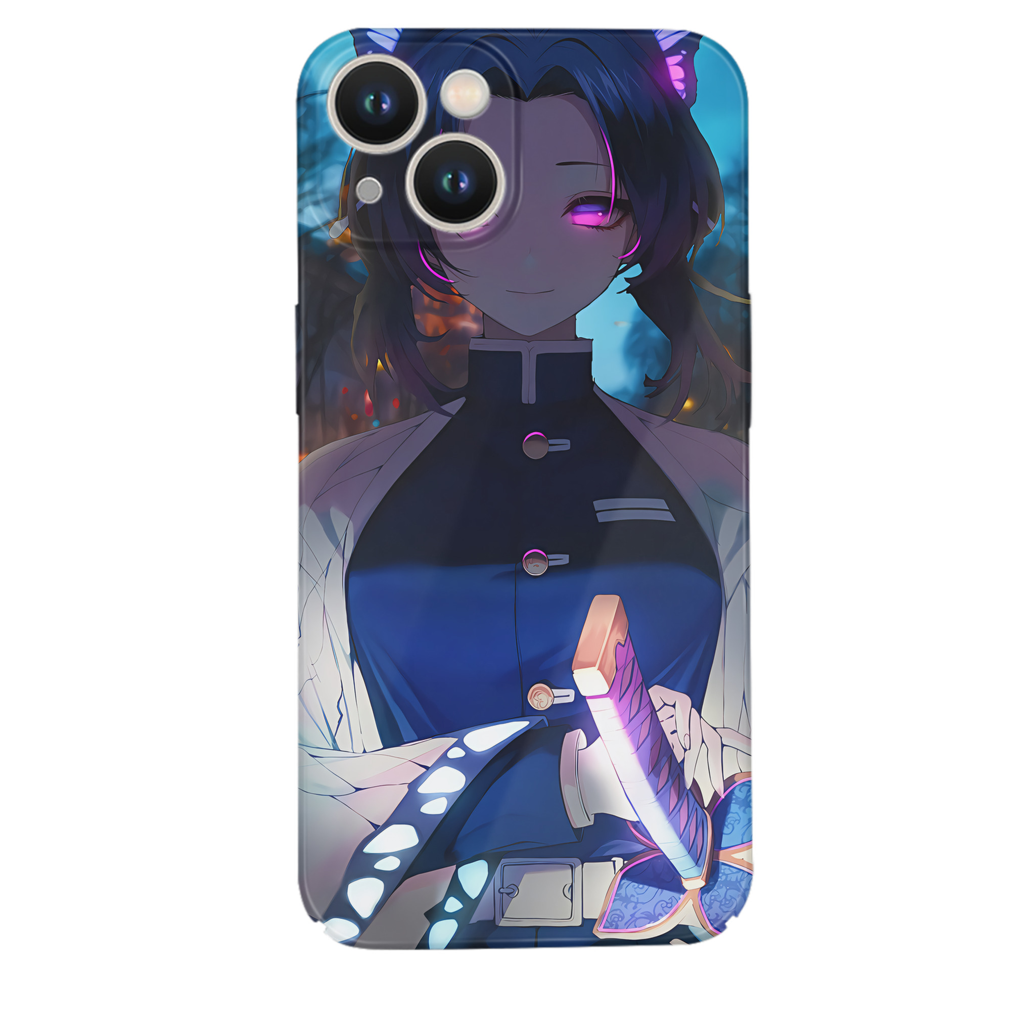 （画像用） 鬼滅の刃（きめつのやいば）蟲柱-胡蝶 しのぶ／こちょう しのぶ Kochou Shinobu 【iPhone 14シリーズ対応】ハードケース
