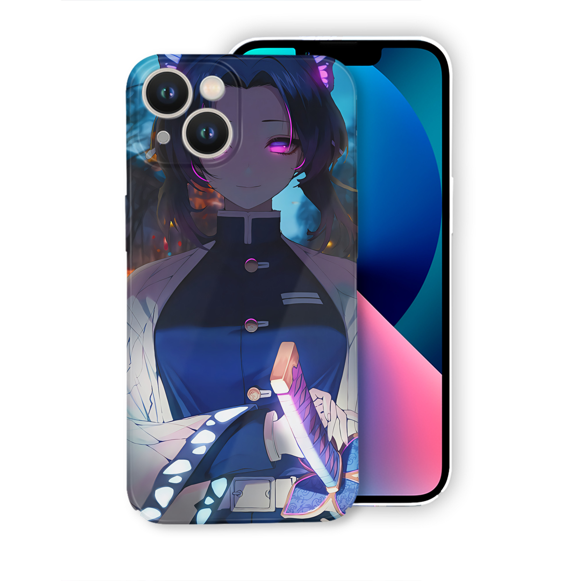 （画像用） 鬼滅の刃（きめつのやいば）蟲柱-胡蝶 しのぶ／こちょう しのぶ Kochou Shinobu 【iPhone 14シリーズ対応】ハードケース