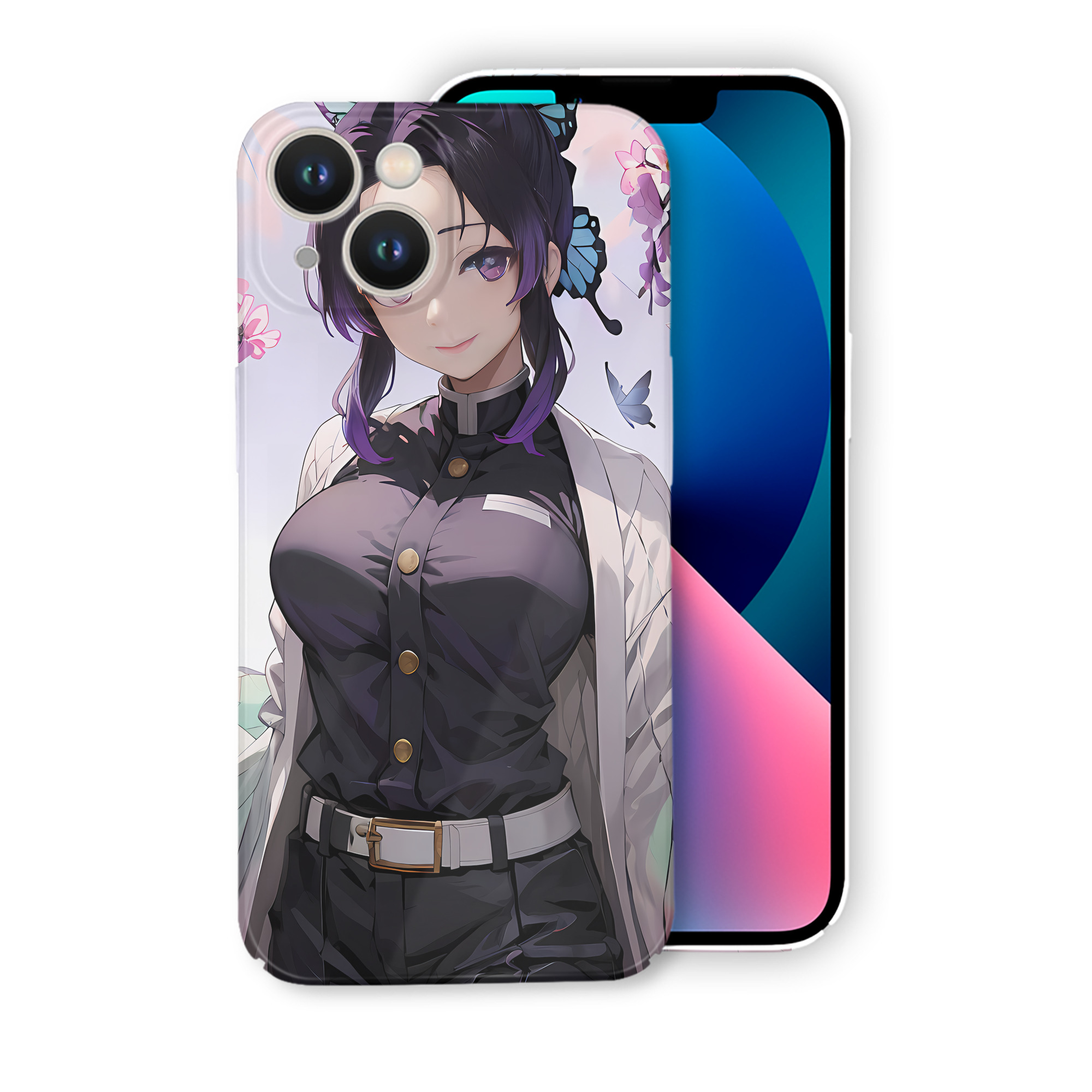 （画像用） 鬼滅の刃（きめつのやいば）蟲柱-胡蝶 しのぶ／こちょう しのぶ Kochou Shinobu 【iPhone 14シリーズ対応】ハードケース