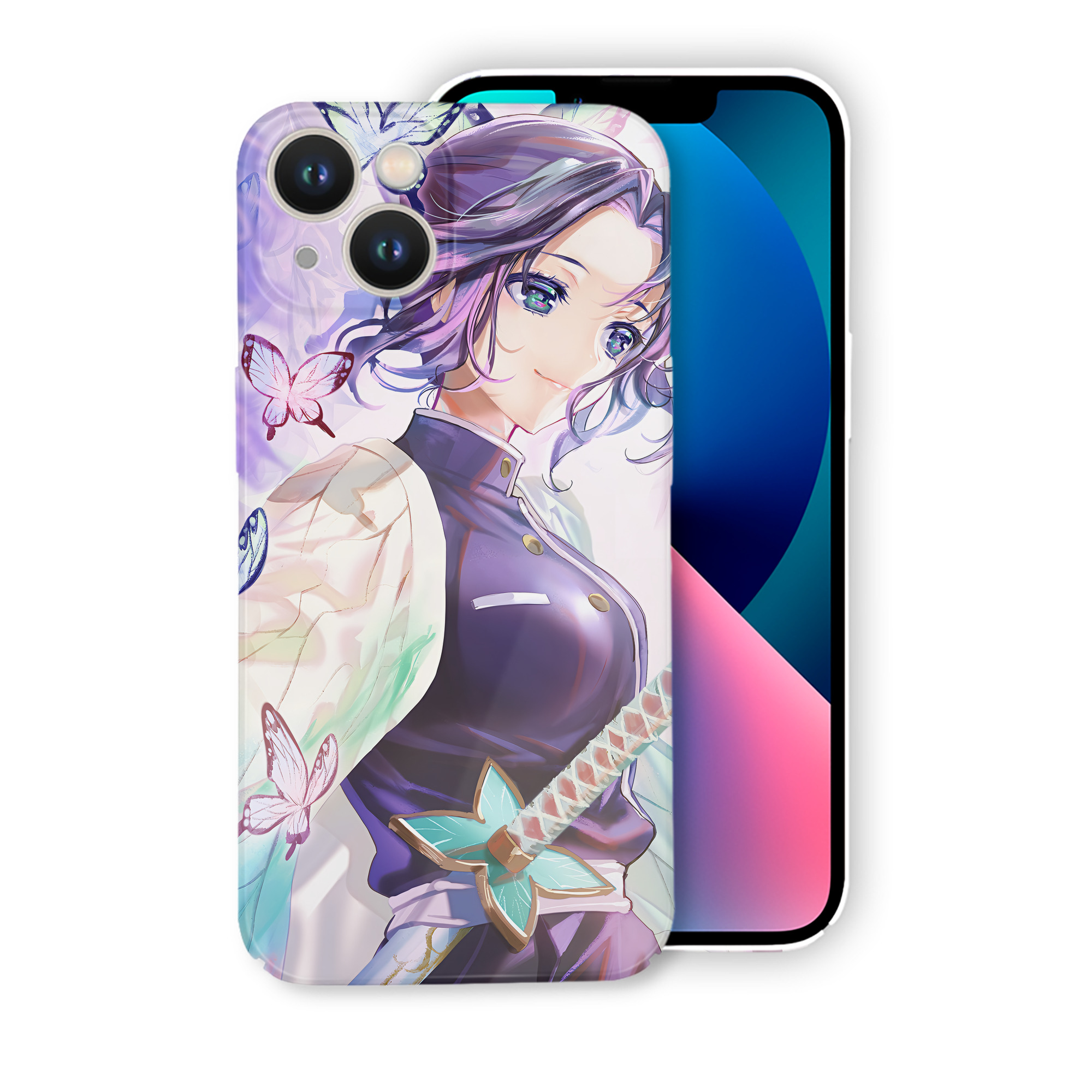 （画像用） 鬼滅の刃（きめつのやいば）蟲柱-胡蝶 しのぶ／こちょう しのぶ Kochou Shinobu 【iPhone 14シリーズ対応】ハードケース