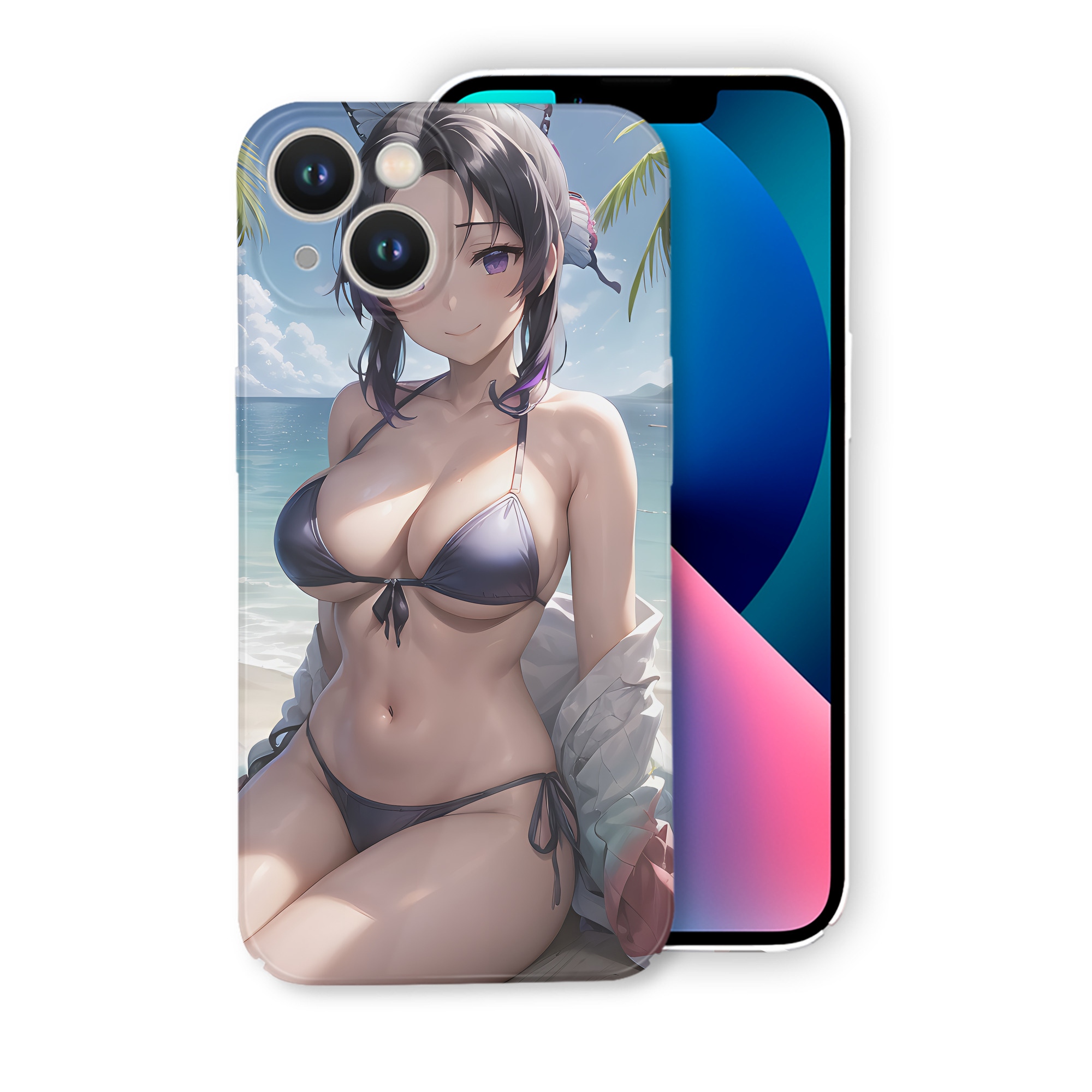（画像用） 鬼滅の刃（きめつのやいば）蟲柱-胡蝶 しのぶ／こちょう しのぶ Kochou Shinobu 【iPhone 14シリーズ対応】ハードケース