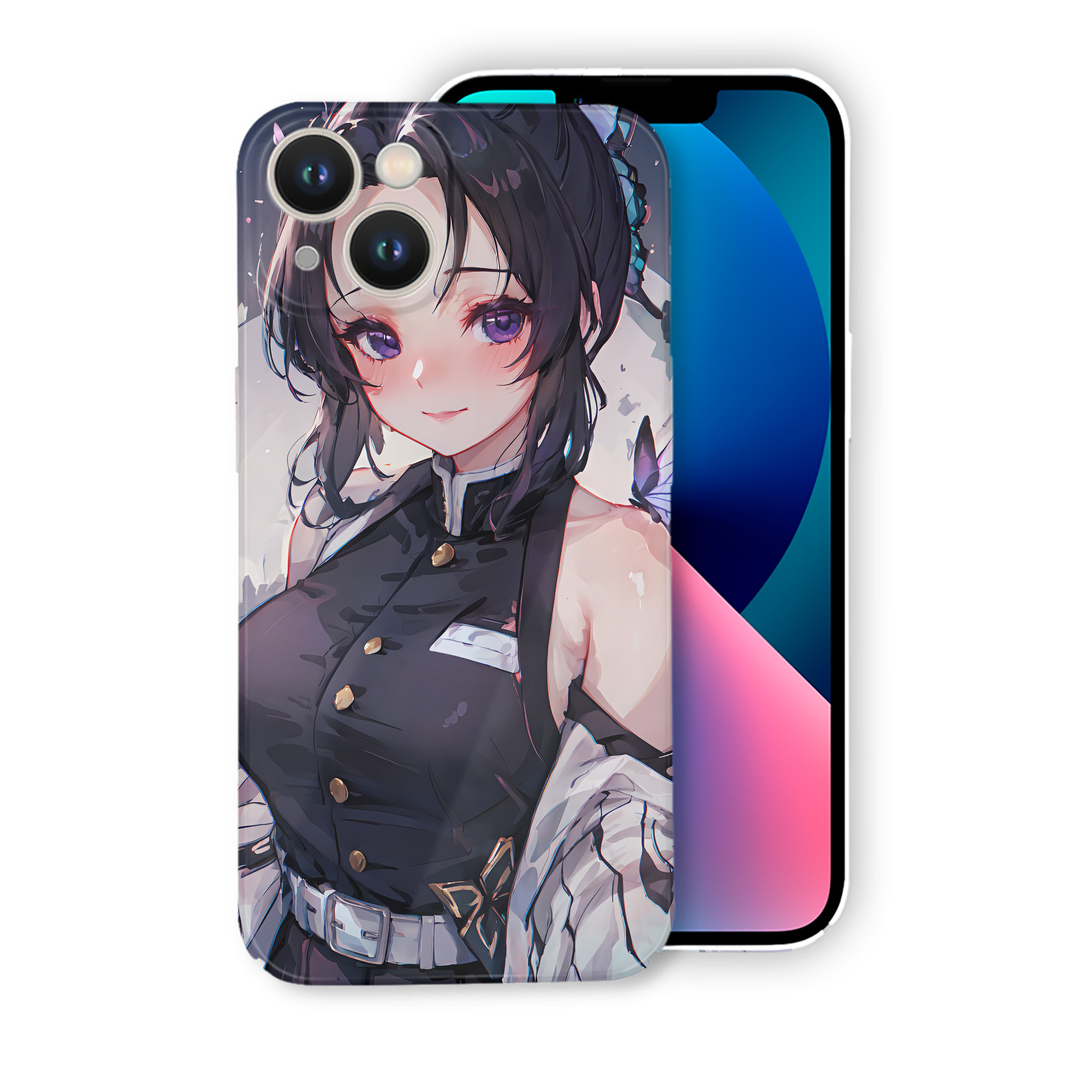 （画像用） 鬼滅の刃（きめつのやいば）蟲柱-胡蝶 しのぶ／こちょう しのぶ Kochou Shinobu 【iPhone 14シリーズ対応】ハードケース