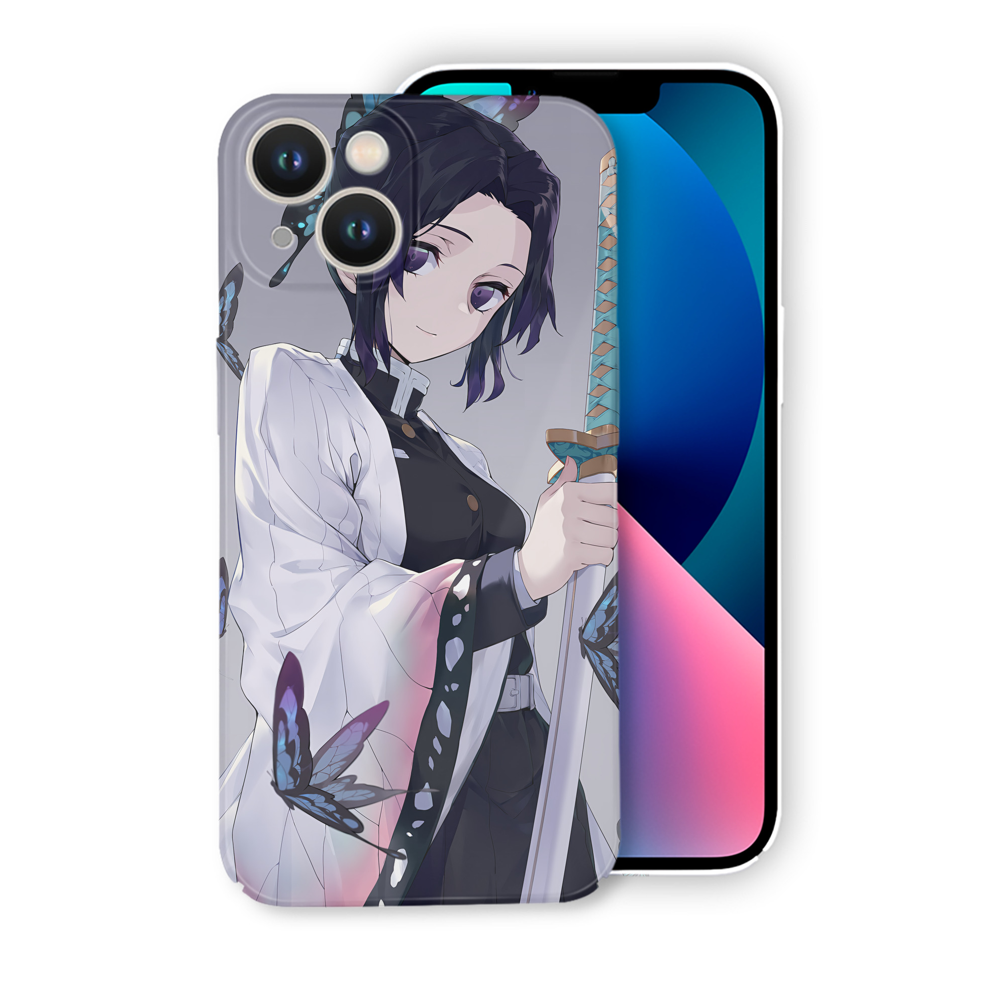 （画像用） 鬼滅の刃（きめつのやいば）蟲柱-胡蝶 しのぶ／こちょう しのぶ Kochou Shinobu 【iPhone 14シリーズ対応】ハードケース