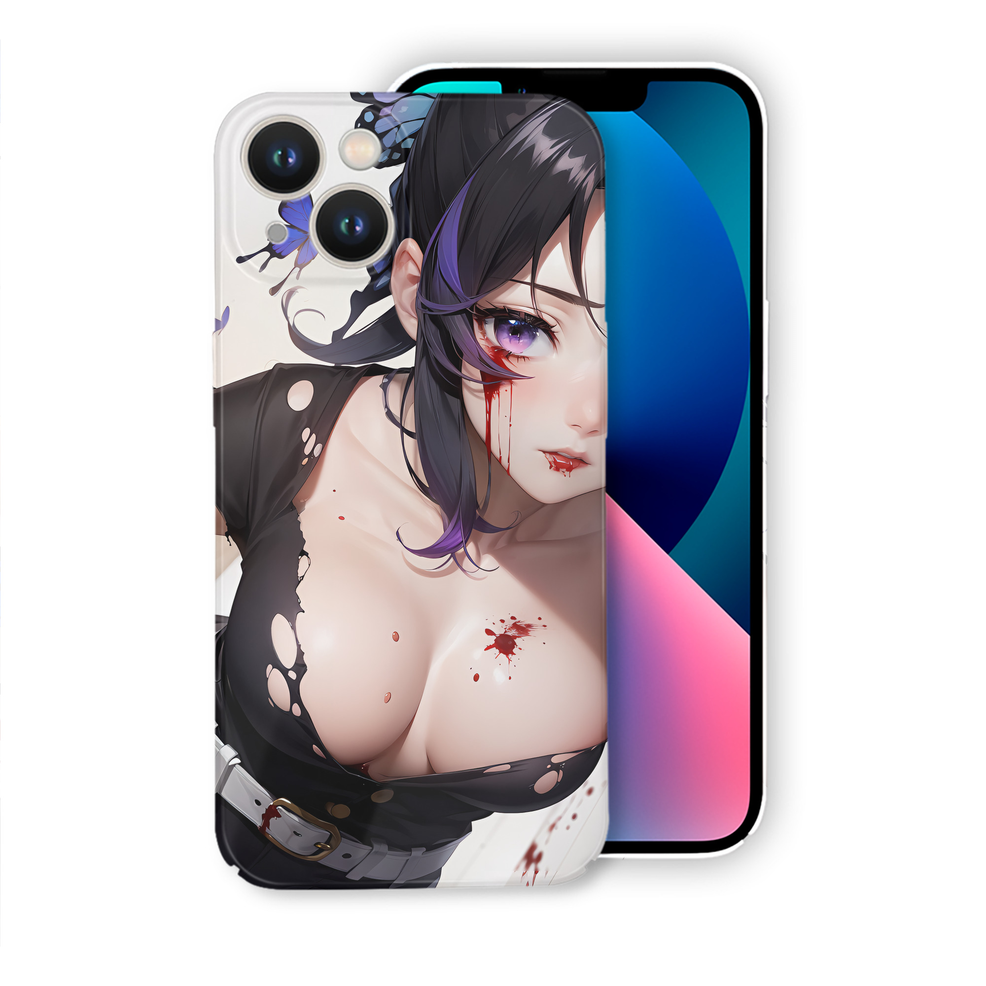 （画像用） 鬼滅の刃（きめつのやいば）蟲柱-胡蝶 しのぶ／こちょう しのぶ Kochou Shinobu 【iPhone 14シリーズ対応】ハードケース