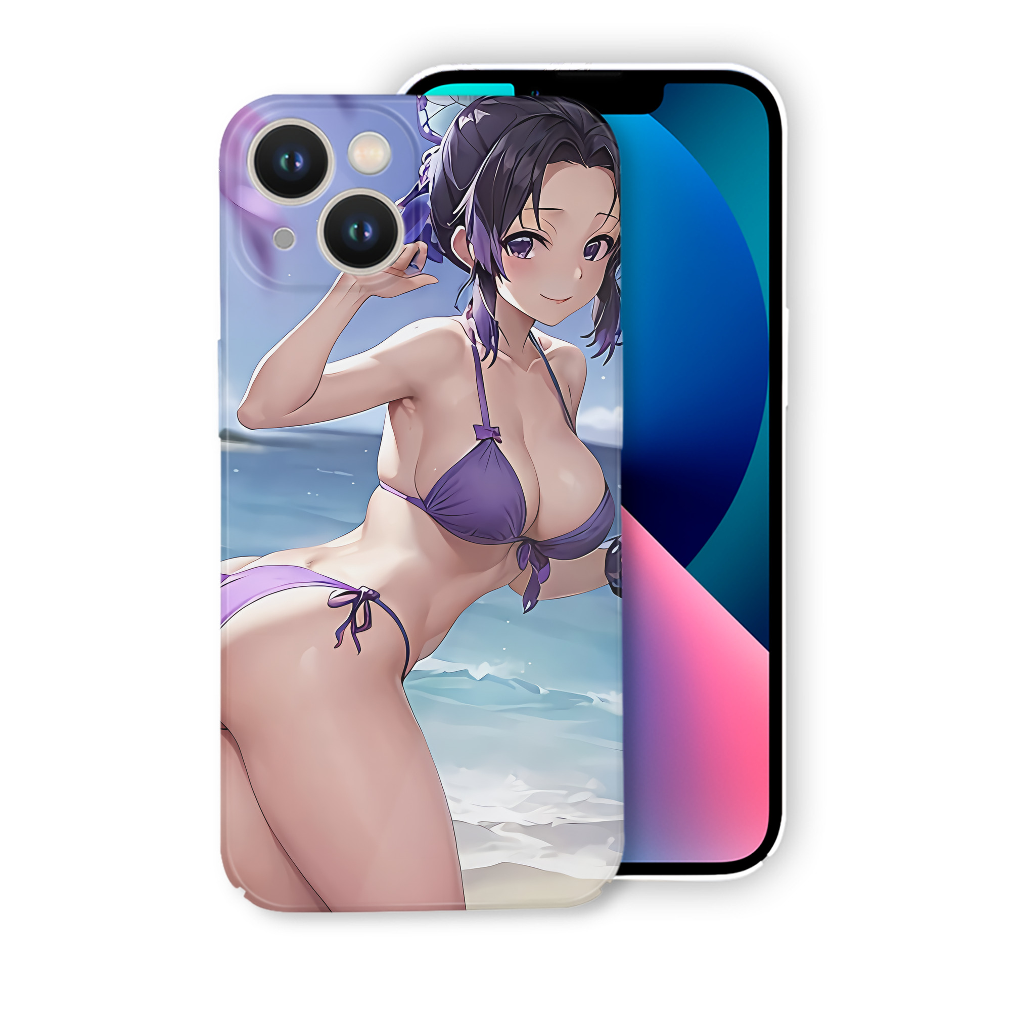 （画像用） 鬼滅の刃（きめつのやいば）蟲柱-胡蝶 しのぶ／こちょう しのぶ Kochou Shinobu 【iPhone 14シリーズ対応】ハードケース