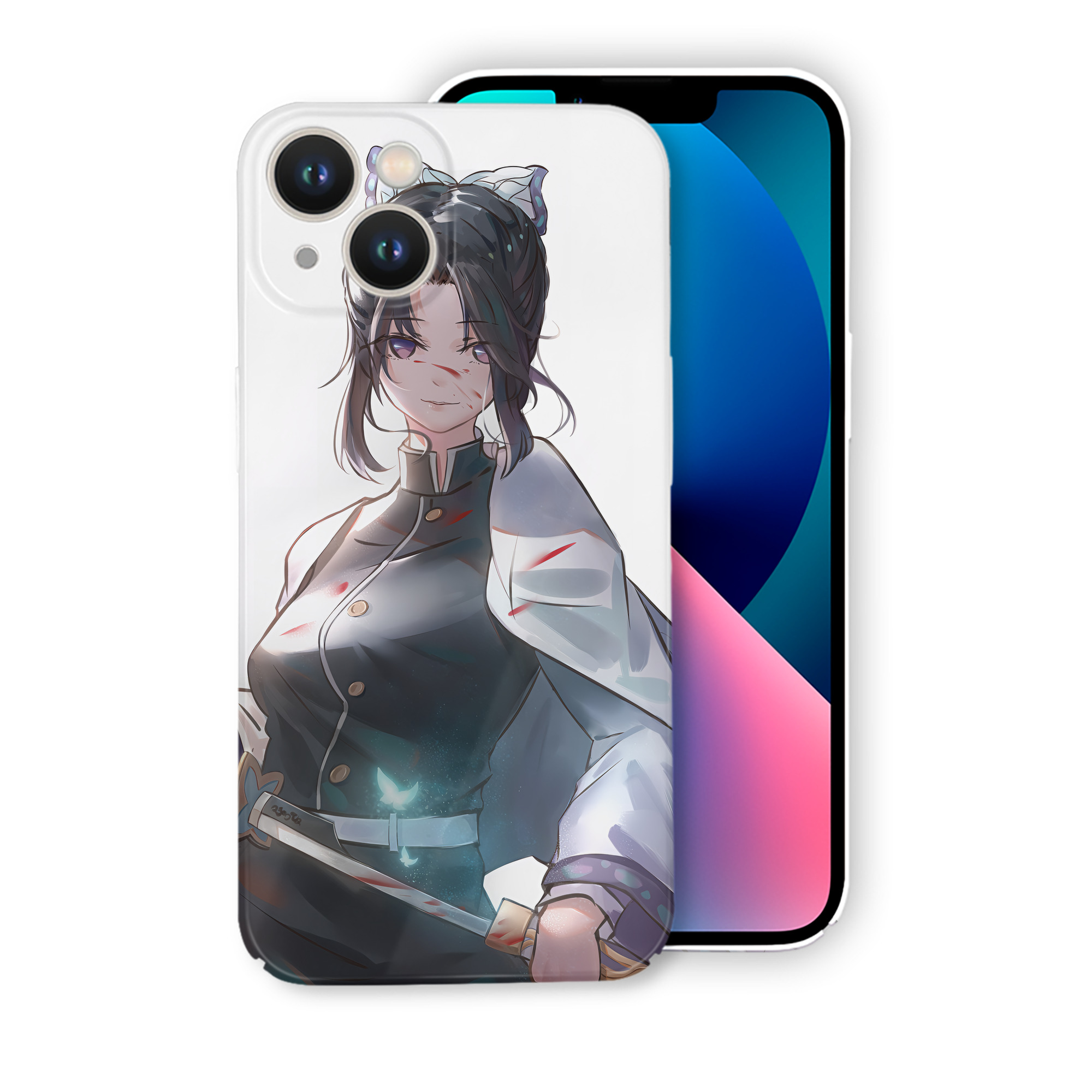 （画像用） 鬼滅の刃（きめつのやいば）蟲柱-胡蝶 しのぶ／こちょう しのぶ Kochou Shinobu 【iPhone 14シリーズ対応】ハードケース