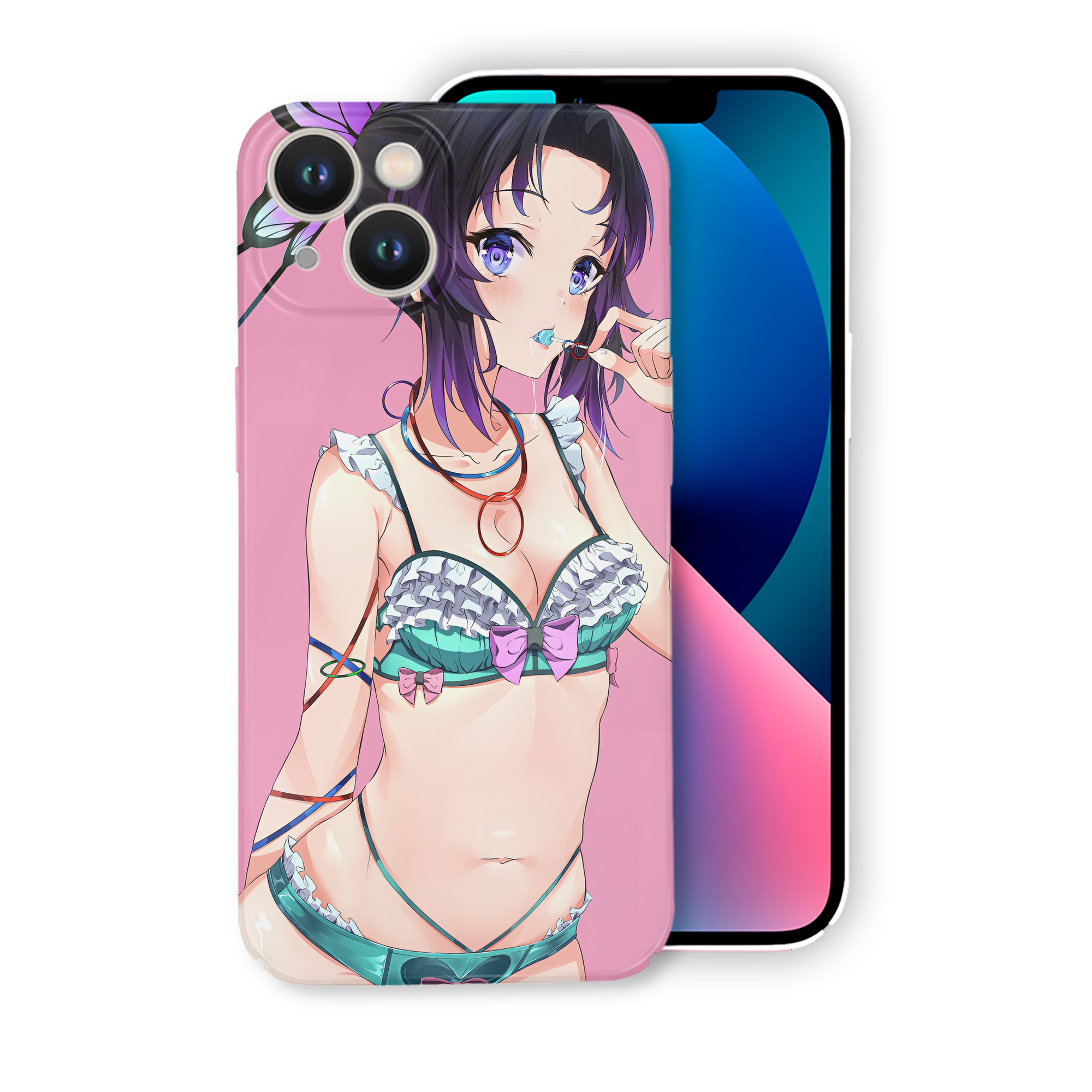 （画像用） 鬼滅の刃（きめつのやいば）蟲柱-胡蝶 しのぶ／こちょう しのぶ Kochou Shinobu 【iPhone 14シリーズ対応】ハードケース