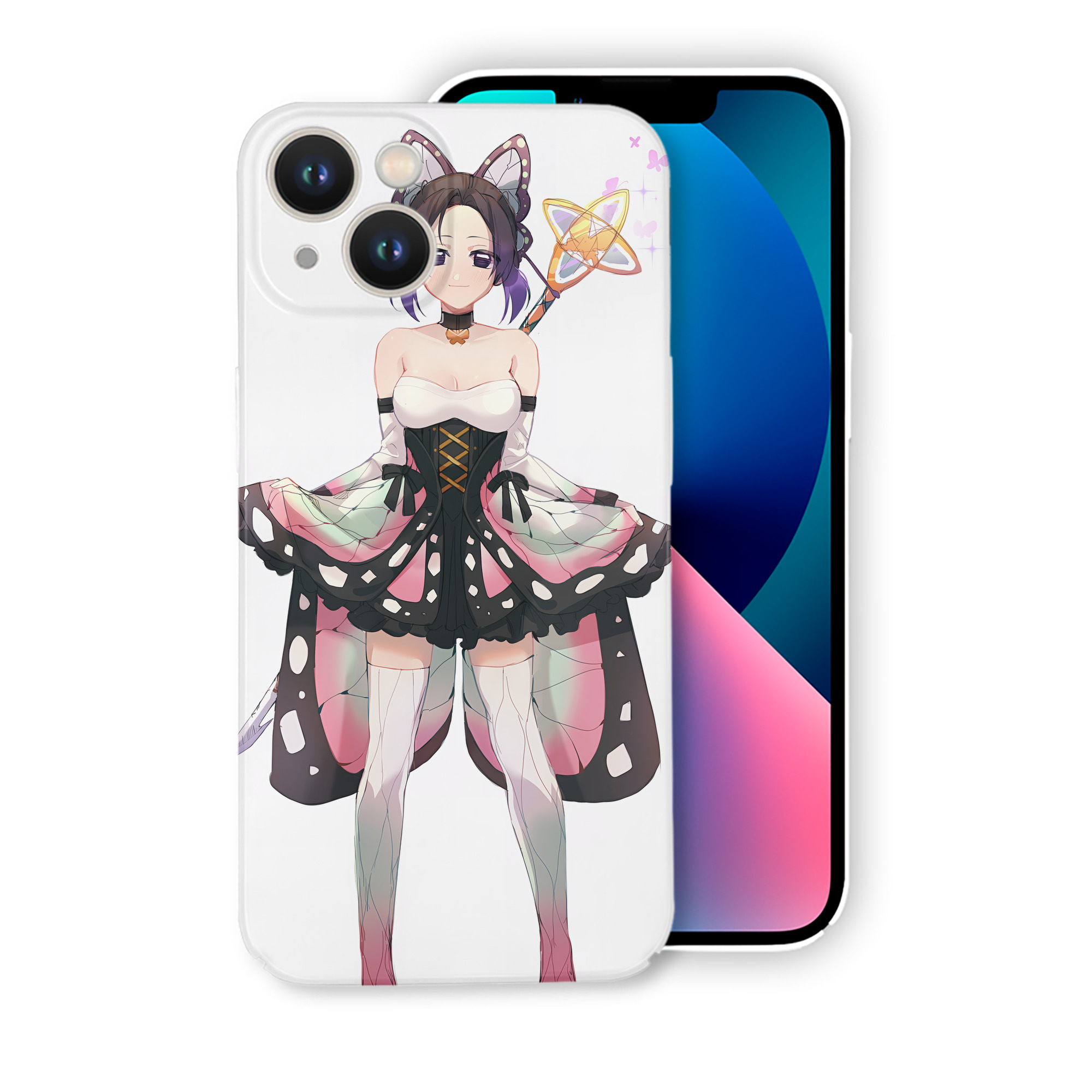 （画像用） 鬼滅の刃（きめつのやいば）蟲柱-胡蝶 しのぶ／こちょう しのぶ Kochou Shinobu 【iPhone 14シリーズ対応】ハードケース