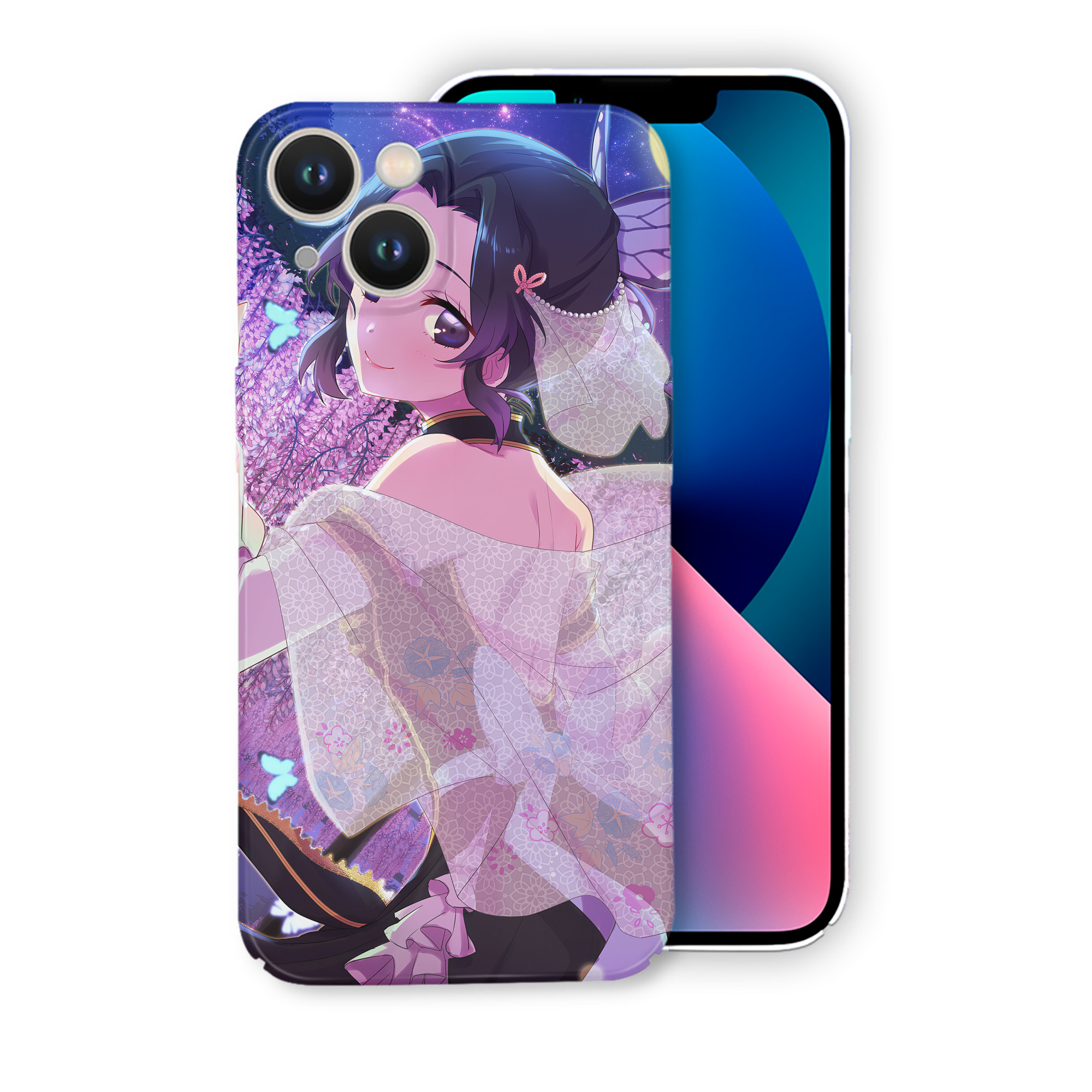 （画像用） 鬼滅の刃（きめつのやいば）蟲柱-胡蝶 しのぶ／こちょう しのぶ Kochou Shinobu 【iPhone 14シリーズ対応】ハードケース