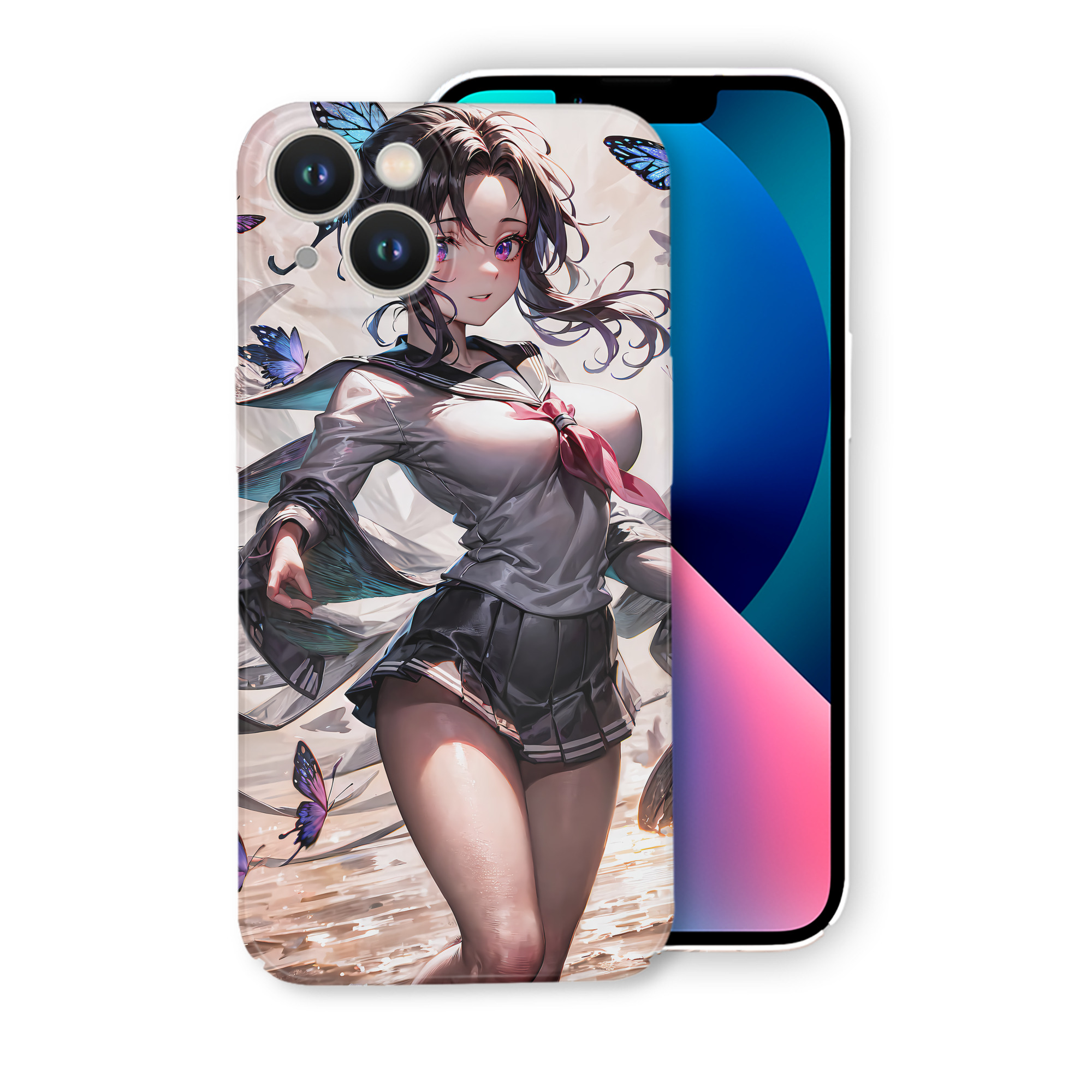 （画像用） 鬼滅の刃（きめつのやいば）蟲柱-胡蝶 しのぶ／こちょう しのぶ Kochou Shinobu 【iPhone 14シリーズ対応】ハードケース