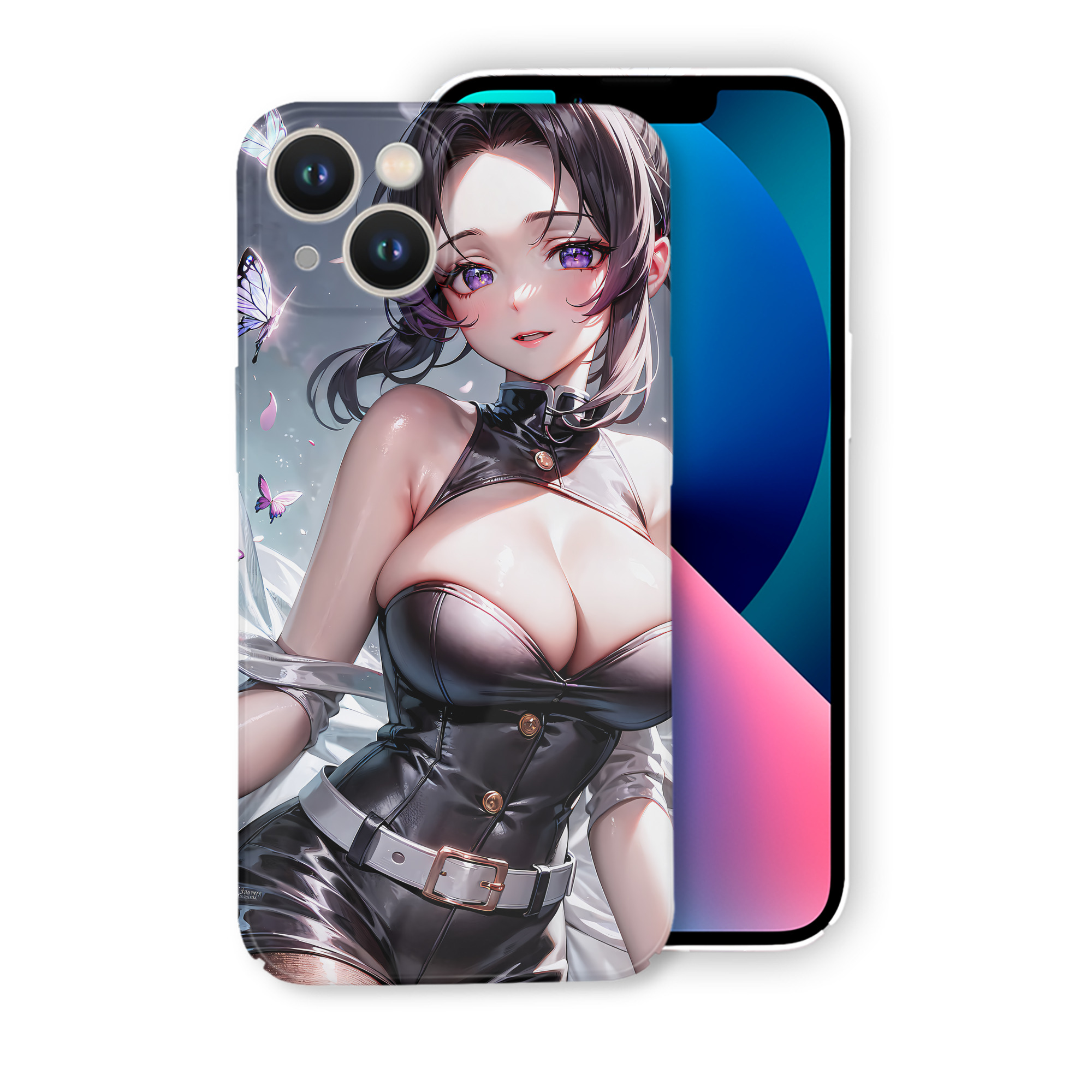 （画像用） 鬼滅の刃（きめつのやいば）蟲柱-胡蝶 しのぶ／こちょう しのぶ Kochou Shinobu 【iPhone 14シリーズ対応】ハードケース