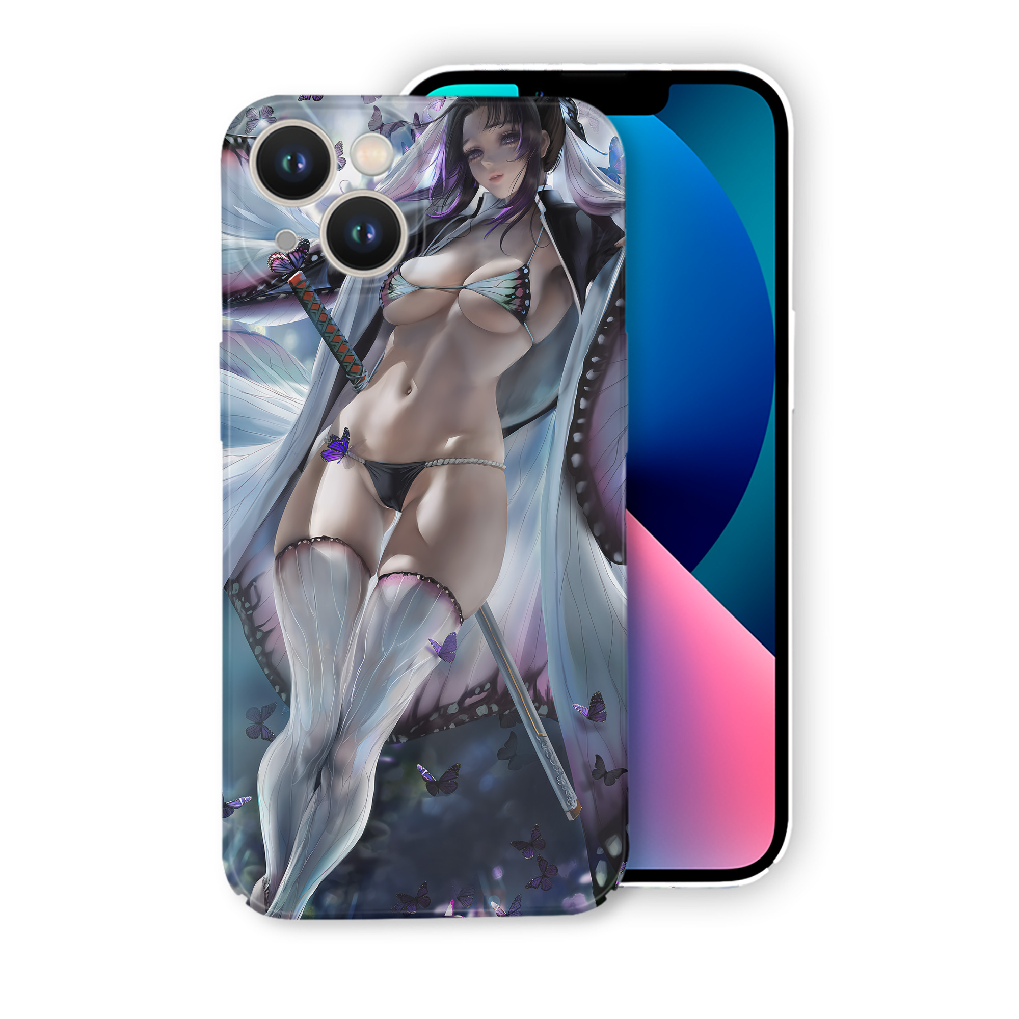 （画像用） 鬼滅の刃（きめつのやいば）蟲柱-胡蝶 しのぶ／こちょう しのぶ Kochou Shinobu 【iPhone 14シリーズ対応】ハードケース