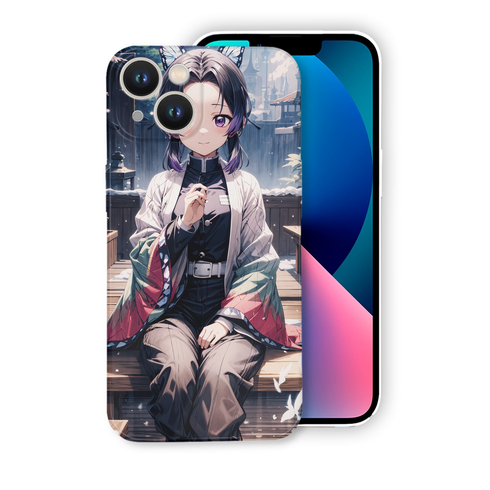 （画像用） 鬼滅の刃（きめつのやいば）蟲柱-胡蝶 しのぶ／こちょう しのぶ Kochou Shinobu 【iPhone 14シリーズ対応】ハードケース