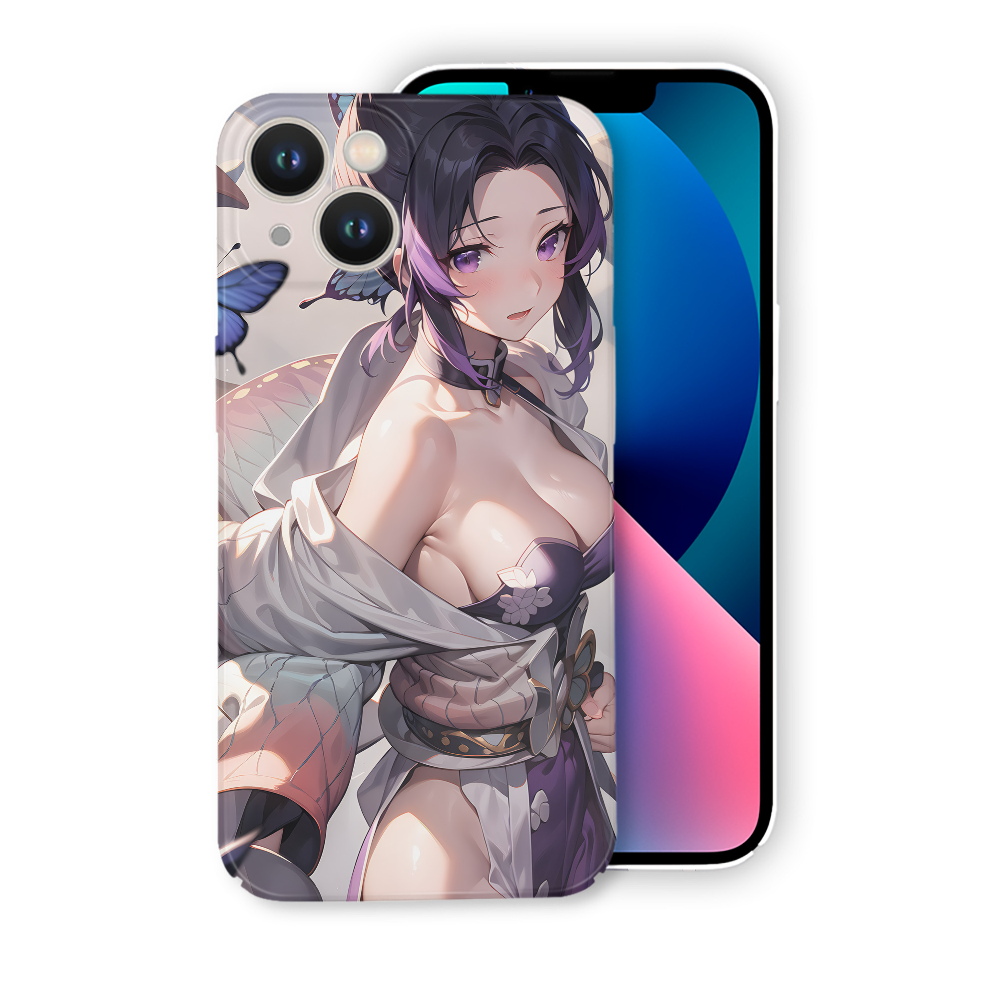 （画像用） 鬼滅の刃（きめつのやいば）蟲柱-胡蝶 しのぶ／こちょう しのぶ Kochou Shinobu 【iPhone 14シリーズ対応】ハードケース