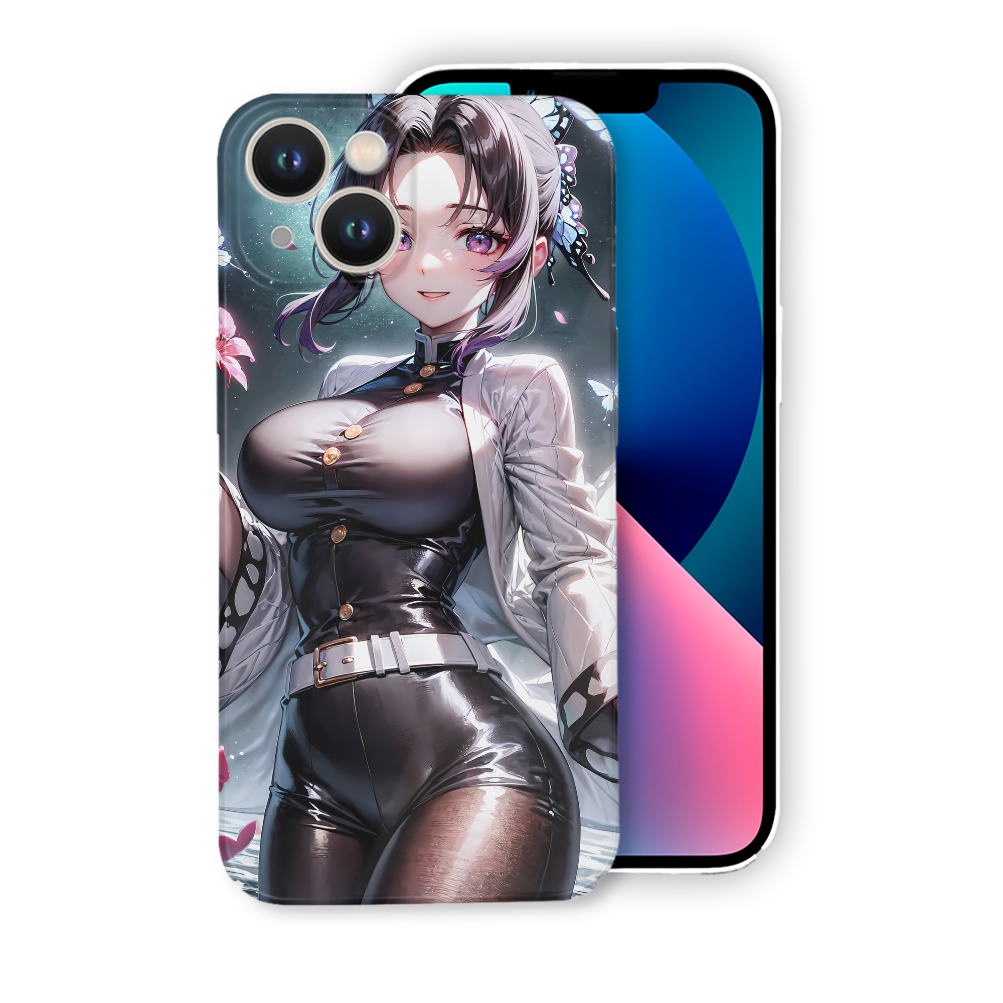 （画像用） 鬼滅の刃（きめつのやいば）蟲柱-胡蝶 しのぶ／こちょう しのぶ Kochou Shinobu 【iPhone 14シリーズ対応】ハードケース