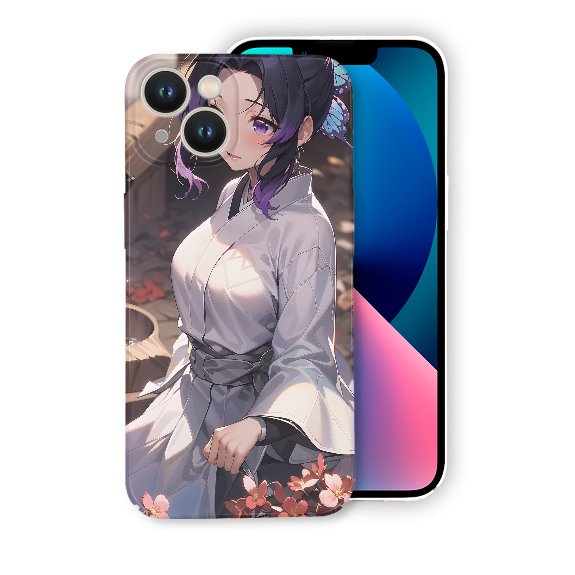 （画像用） 鬼滅の刃（きめつのやいば）蟲柱-胡蝶 しのぶ／こちょう しのぶ Kochou Shinobu 【iPhone 14シリーズ対応】ハードケース