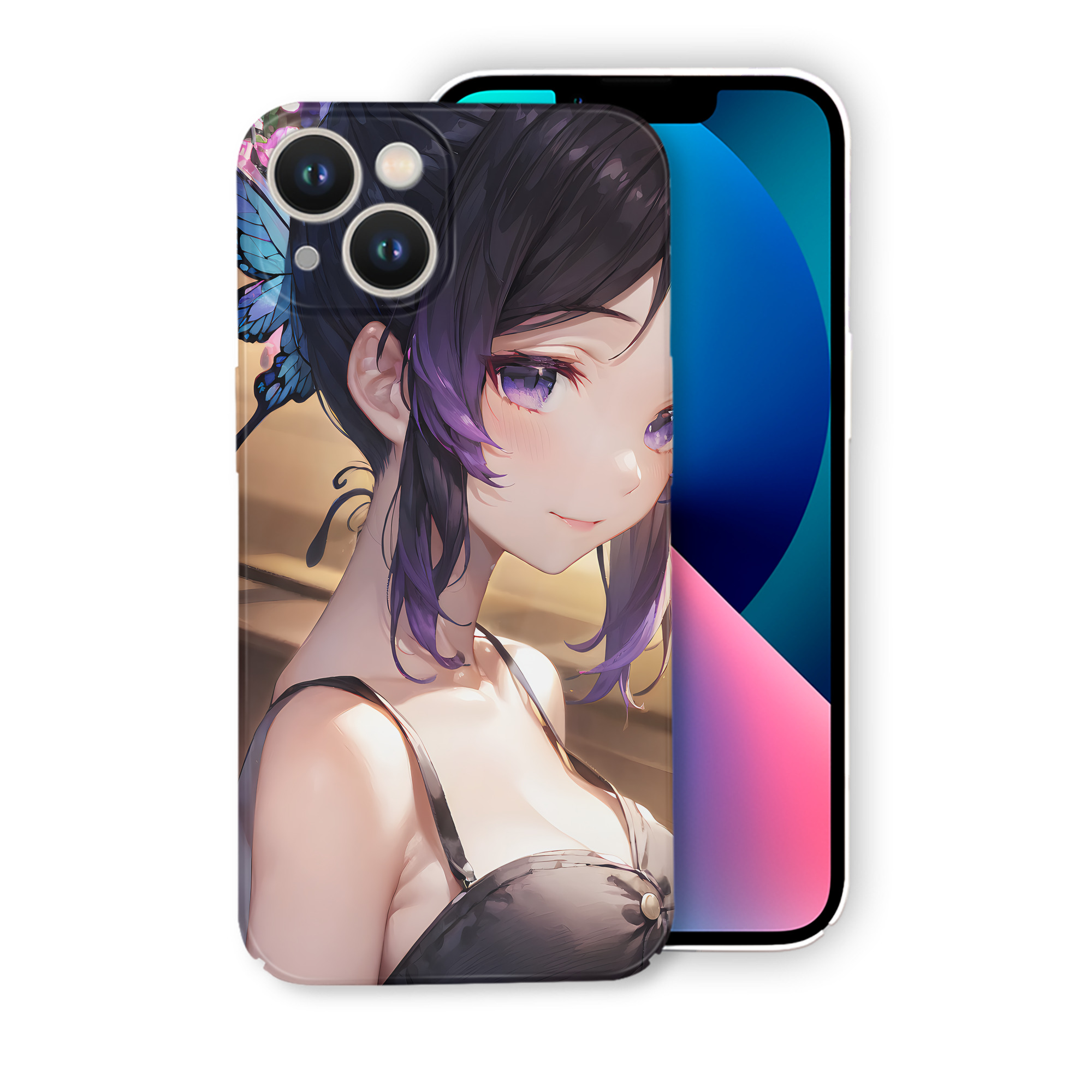 （画像用） 鬼滅の刃（きめつのやいば）蟲柱-胡蝶 しのぶ／こちょう しのぶ Kochou Shinobu 【iPhone 14シリーズ対応】ハードケース