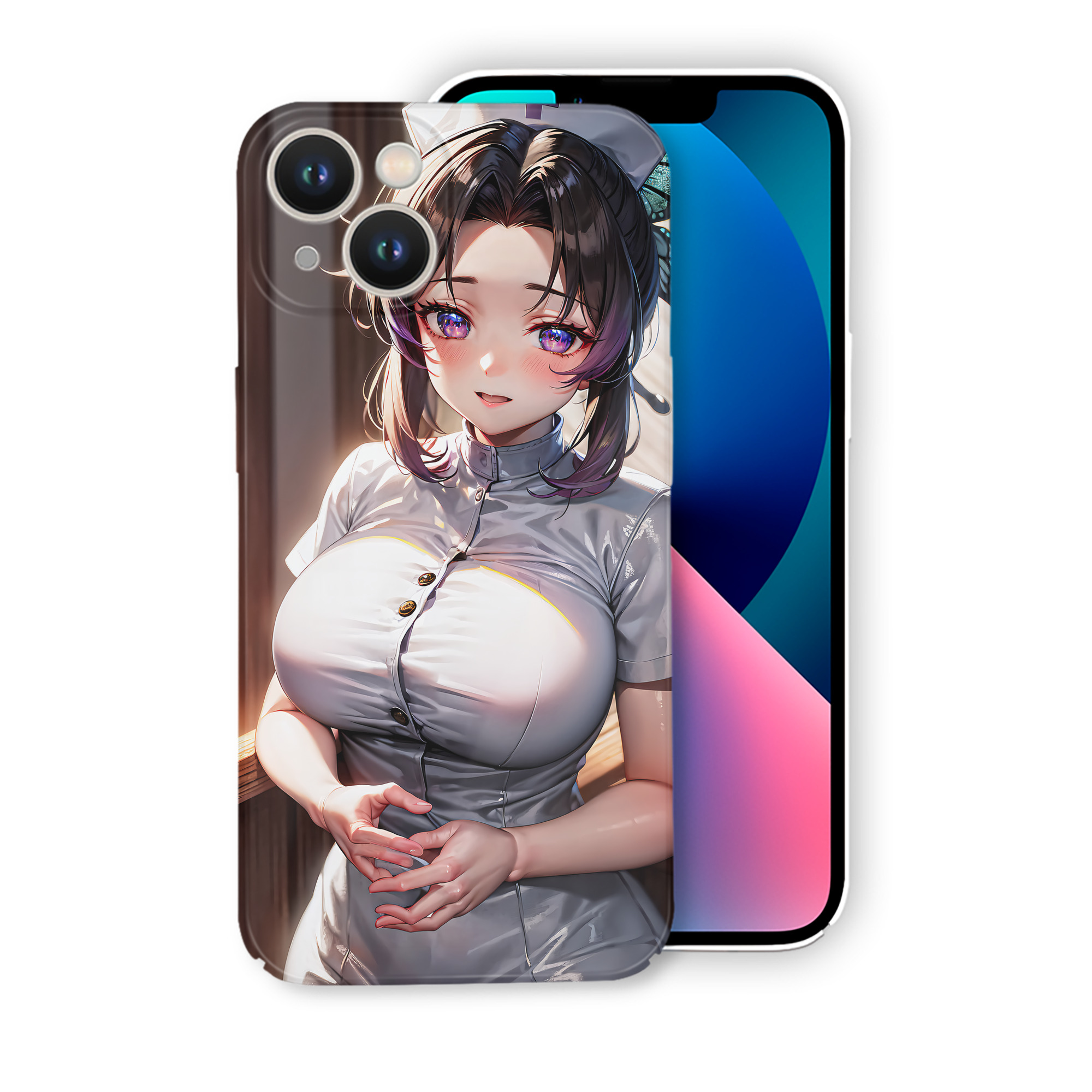 （画像用） 鬼滅の刃（きめつのやいば）蟲柱-胡蝶 しのぶ／こちょう しのぶ Kochou Shinobu 【iPhone 14シリーズ対応】ハードケース