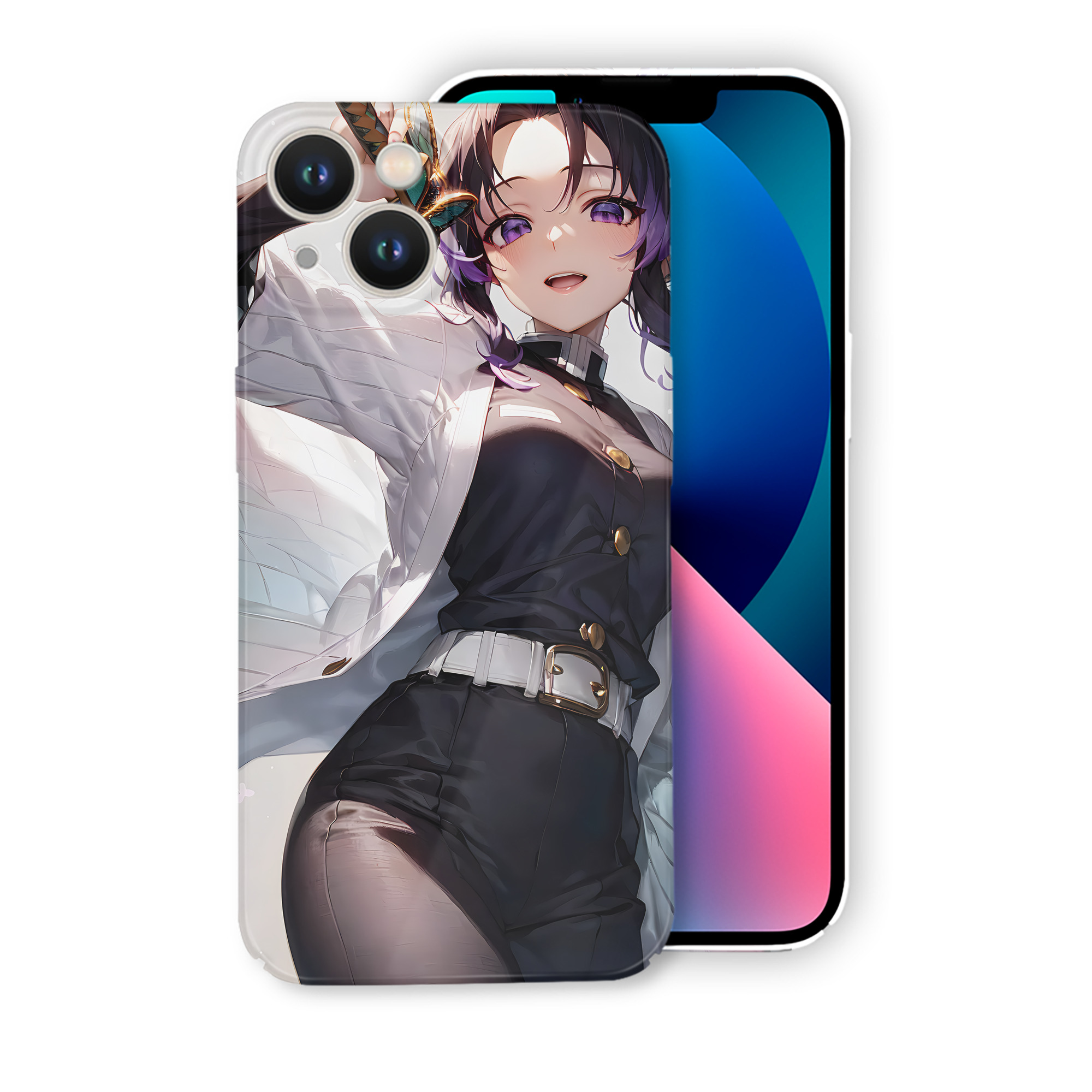 （画像用） 鬼滅の刃（きめつのやいば）蟲柱-胡蝶 しのぶ／こちょう しのぶ Kochou Shinobu 【iPhone 14シリーズ対応】ハードケース