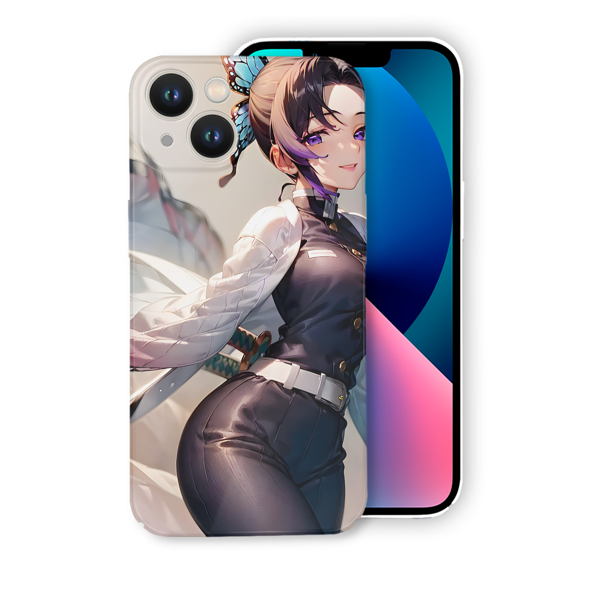 （画像用） 鬼滅の刃（きめつのやいば）蟲柱-胡蝶 しのぶ／こちょう しのぶ Kochou Shinobu 【iPhone 14シリーズ対応】ハードケース