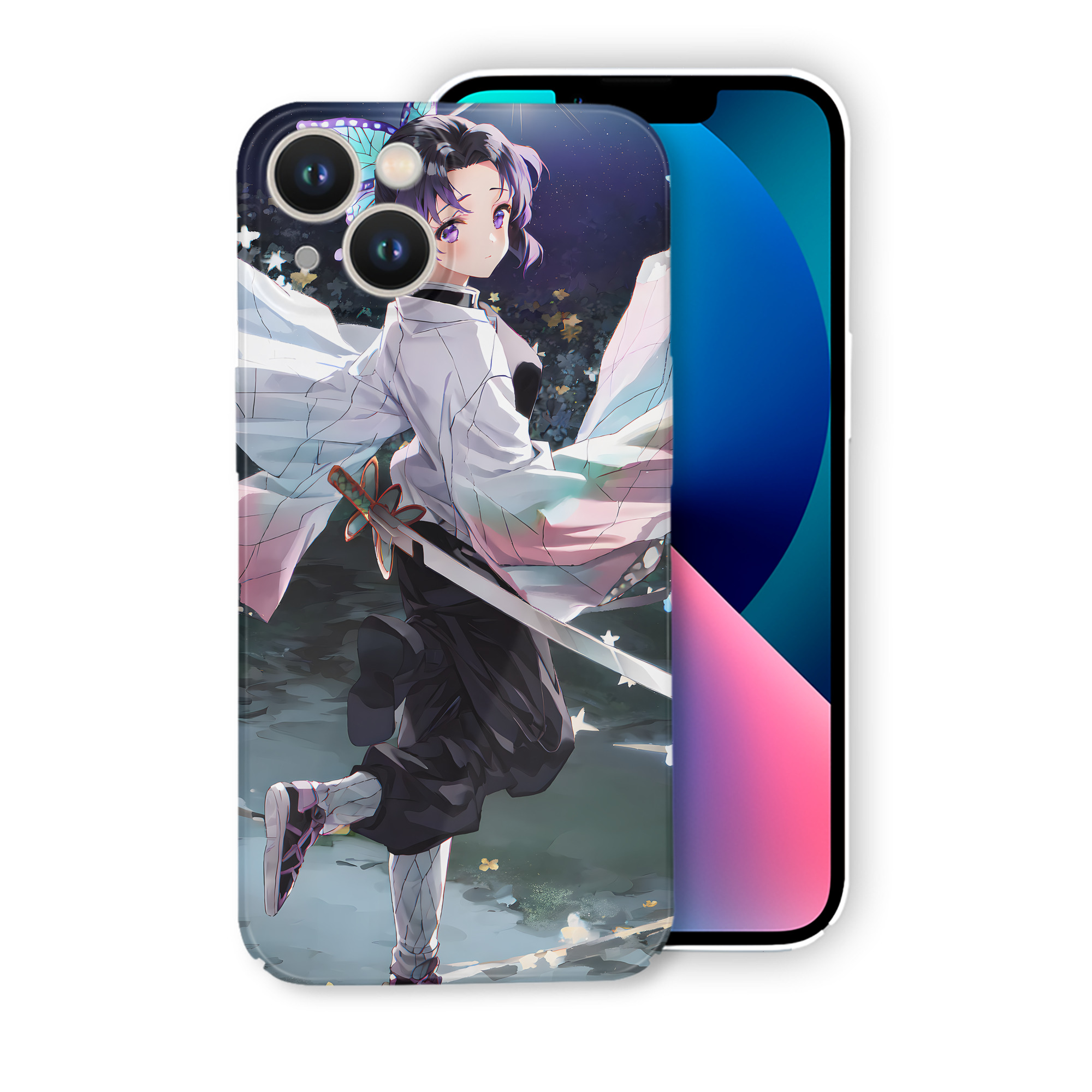 （画像用） 鬼滅の刃（きめつのやいば）蟲柱-胡蝶 しのぶ／こちょう しのぶ Kochou Shinobu 【iPhone 14シリーズ対応】ハードケース