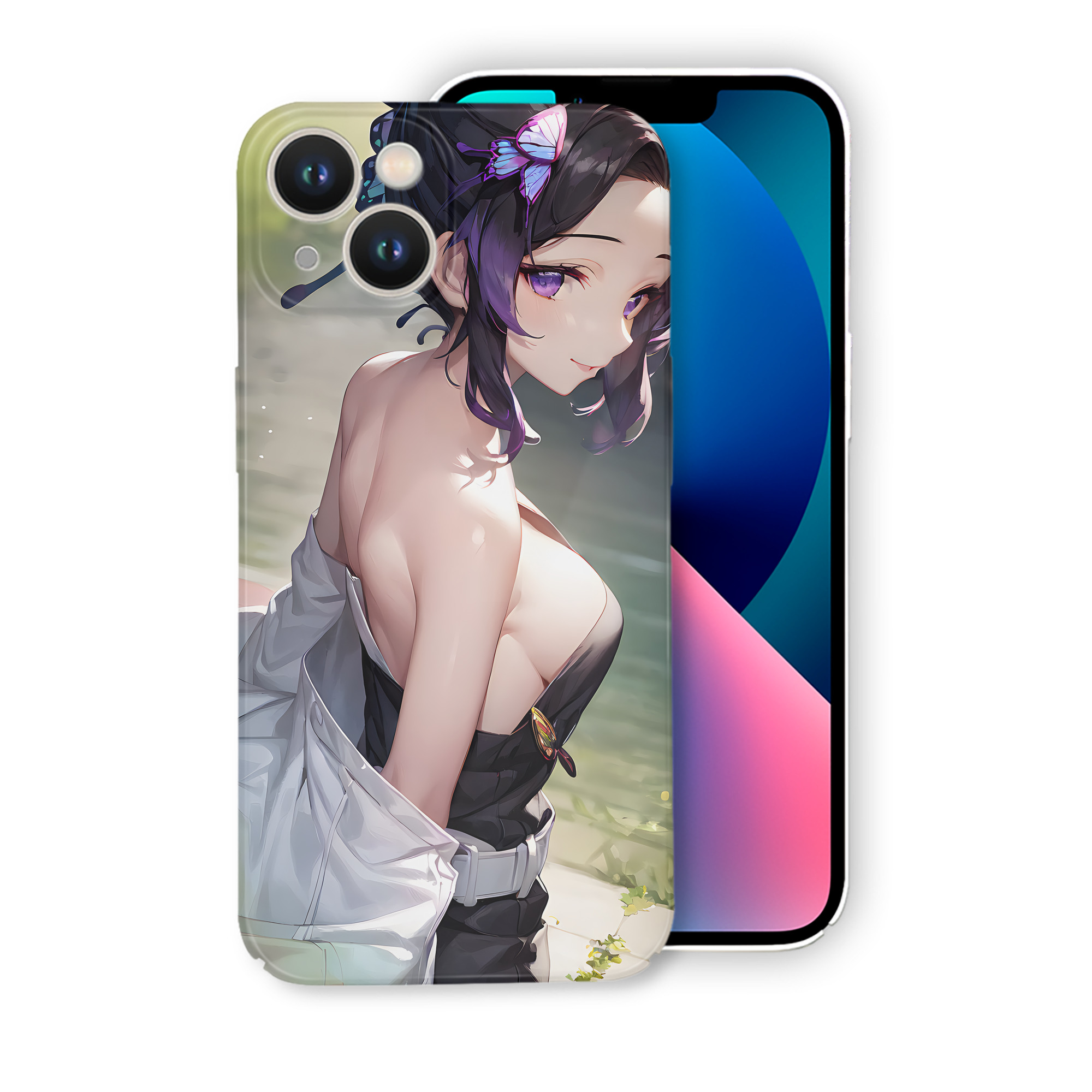 （画像用） 鬼滅の刃（きめつのやいば）蟲柱-胡蝶 しのぶ／こちょう しのぶ Kochou Shinobu 【iPhone 14シリーズ対応】ハードケース