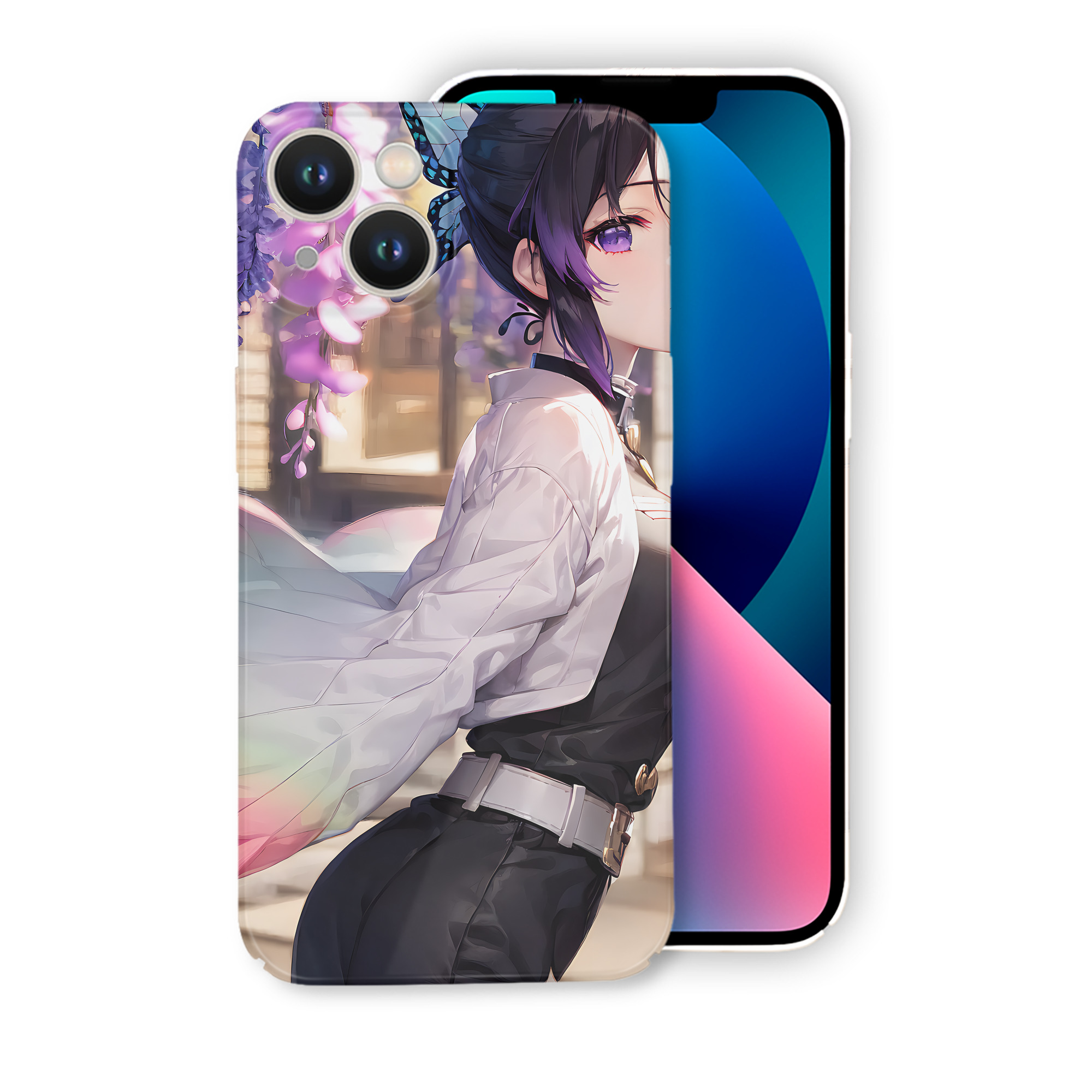 （画像用） 鬼滅の刃（きめつのやいば）蟲柱-胡蝶 しのぶ／こちょう しのぶ Kochou Shinobu 【iPhone 14シリーズ対応】ハードケース