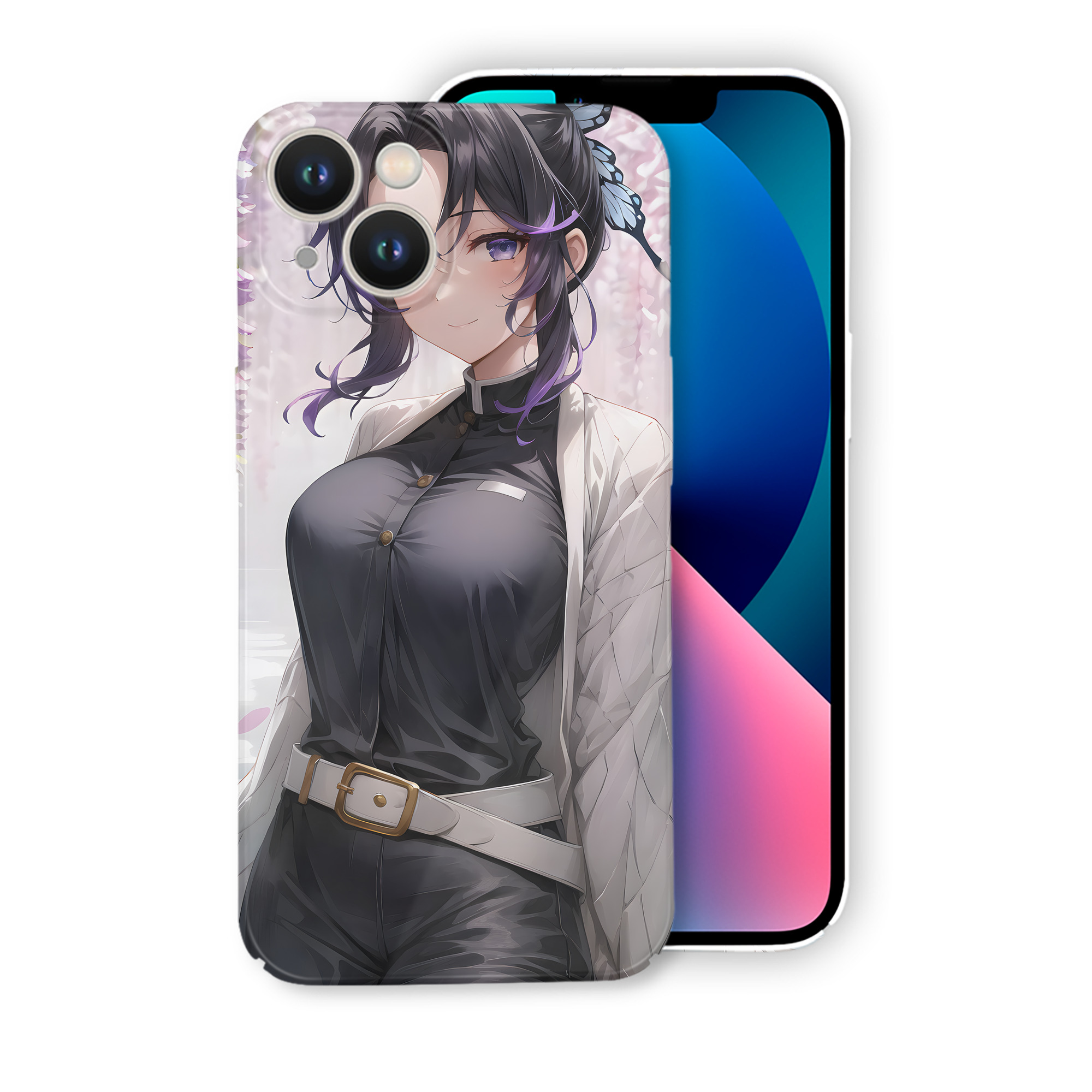 （画像用） 鬼滅の刃（きめつのやいば）蟲柱-胡蝶 しのぶ／こちょう しのぶ Kochou Shinobu 【iPhone 14シリーズ対応】ハードケース