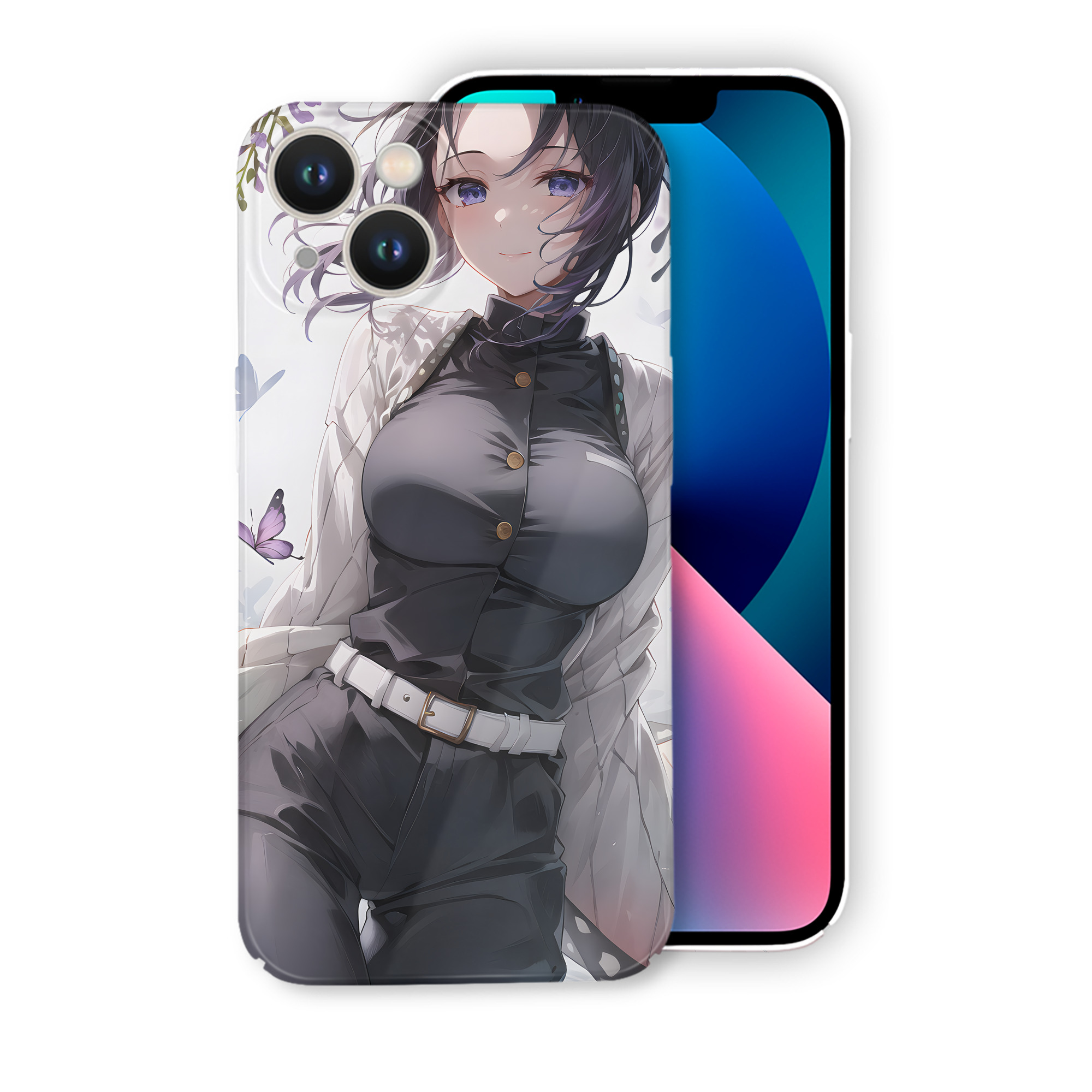 （画像用） 鬼滅の刃（きめつのやいば）蟲柱-胡蝶 しのぶ／こちょう しのぶ Kochou Shinobu 【iPhone 14シリーズ対応】ハードケース