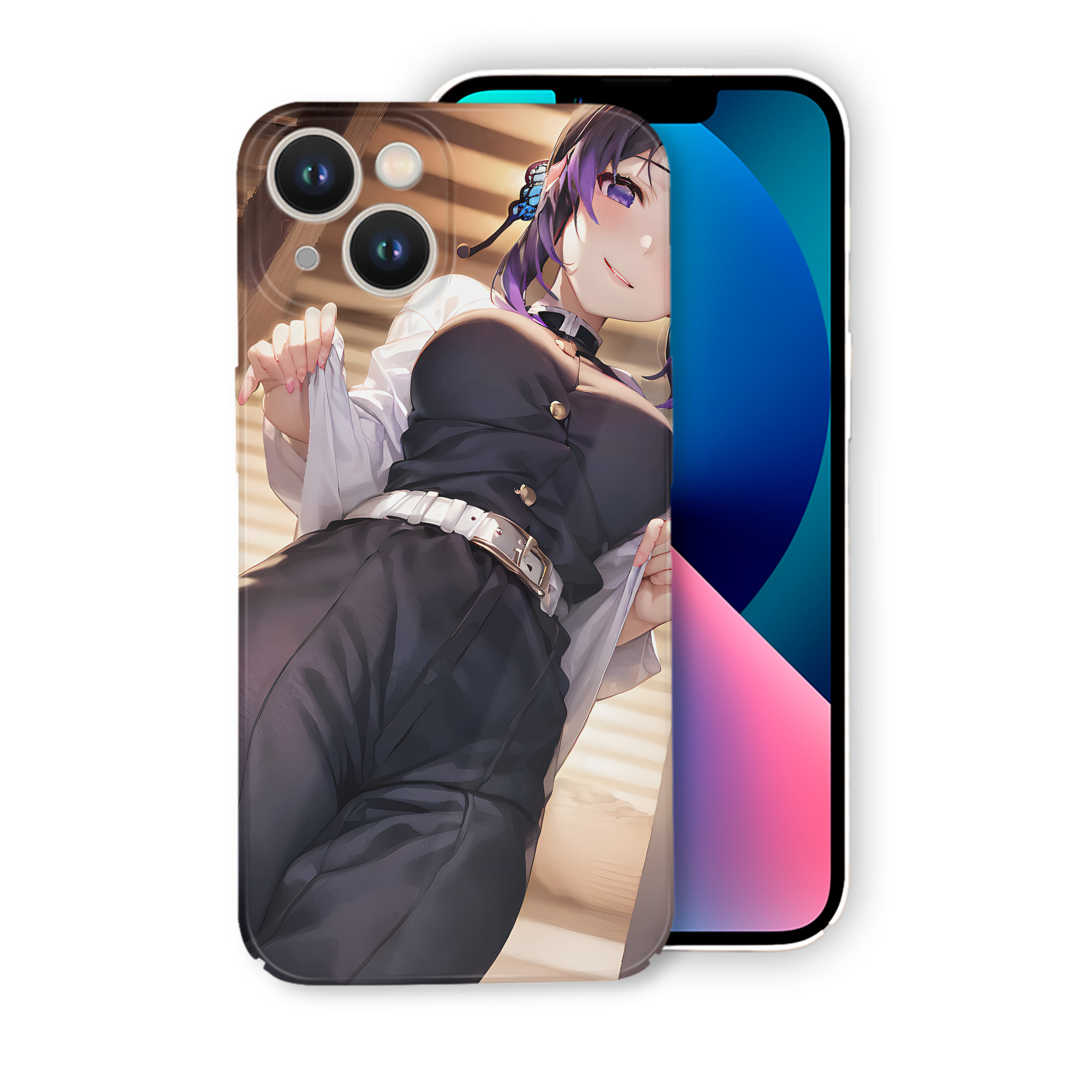（画像用） 鬼滅の刃（きめつのやいば）蟲柱-胡蝶 しのぶ／こちょう しのぶ Kochou Shinobu 【iPhone 14シリーズ対応】ハードケース