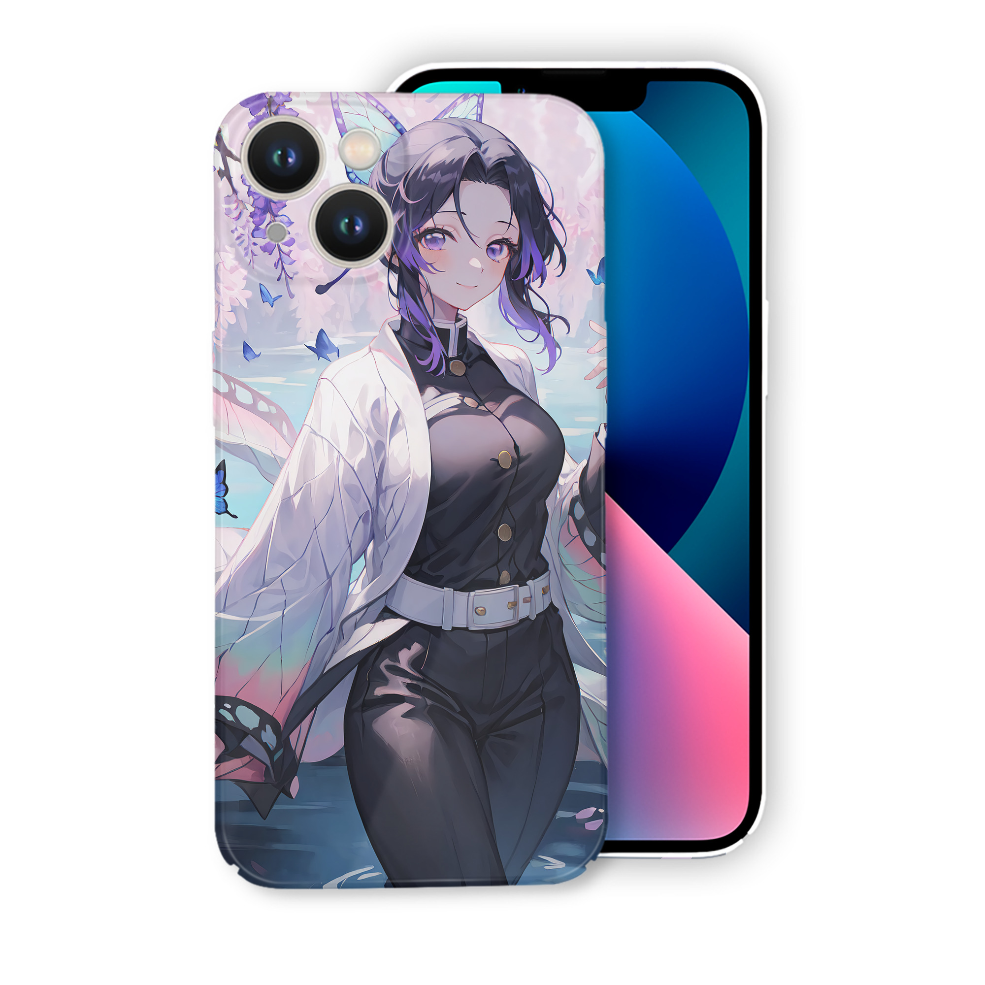（画像用） 鬼滅の刃（きめつのやいば）蟲柱-胡蝶 しのぶ／こちょう しのぶ Kochou Shinobu 【iPhone 14シリーズ対応】ハードケース