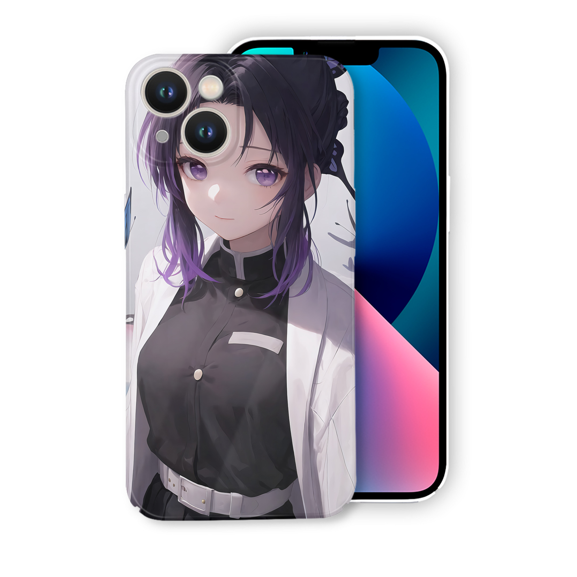 （画像用） 鬼滅の刃（きめつのやいば）蟲柱-胡蝶 しのぶ／こちょう しのぶ Kochou Shinobu 【iPhone 14シリーズ対応】ハードケース