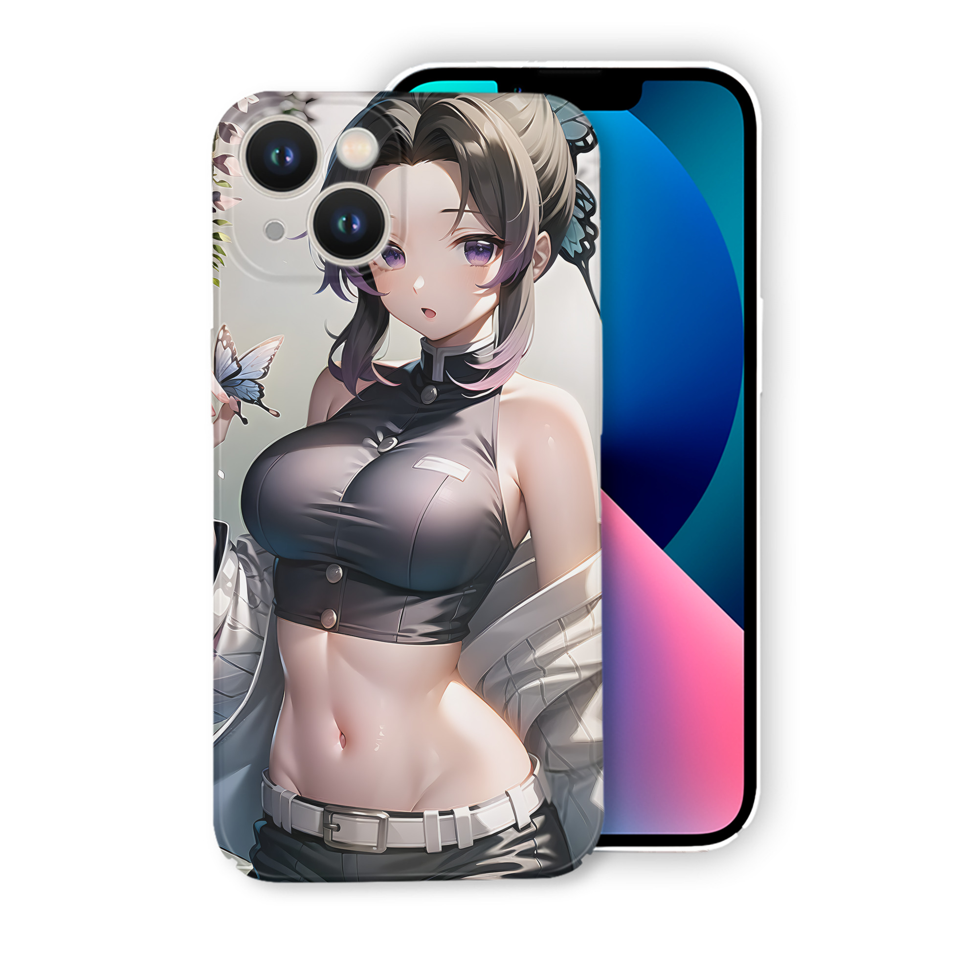 （画像用） 鬼滅の刃（きめつのやいば）蟲柱-胡蝶 しのぶ／こちょう しのぶ Kochou Shinobu 【iPhone 14シリーズ対応】ハードケース