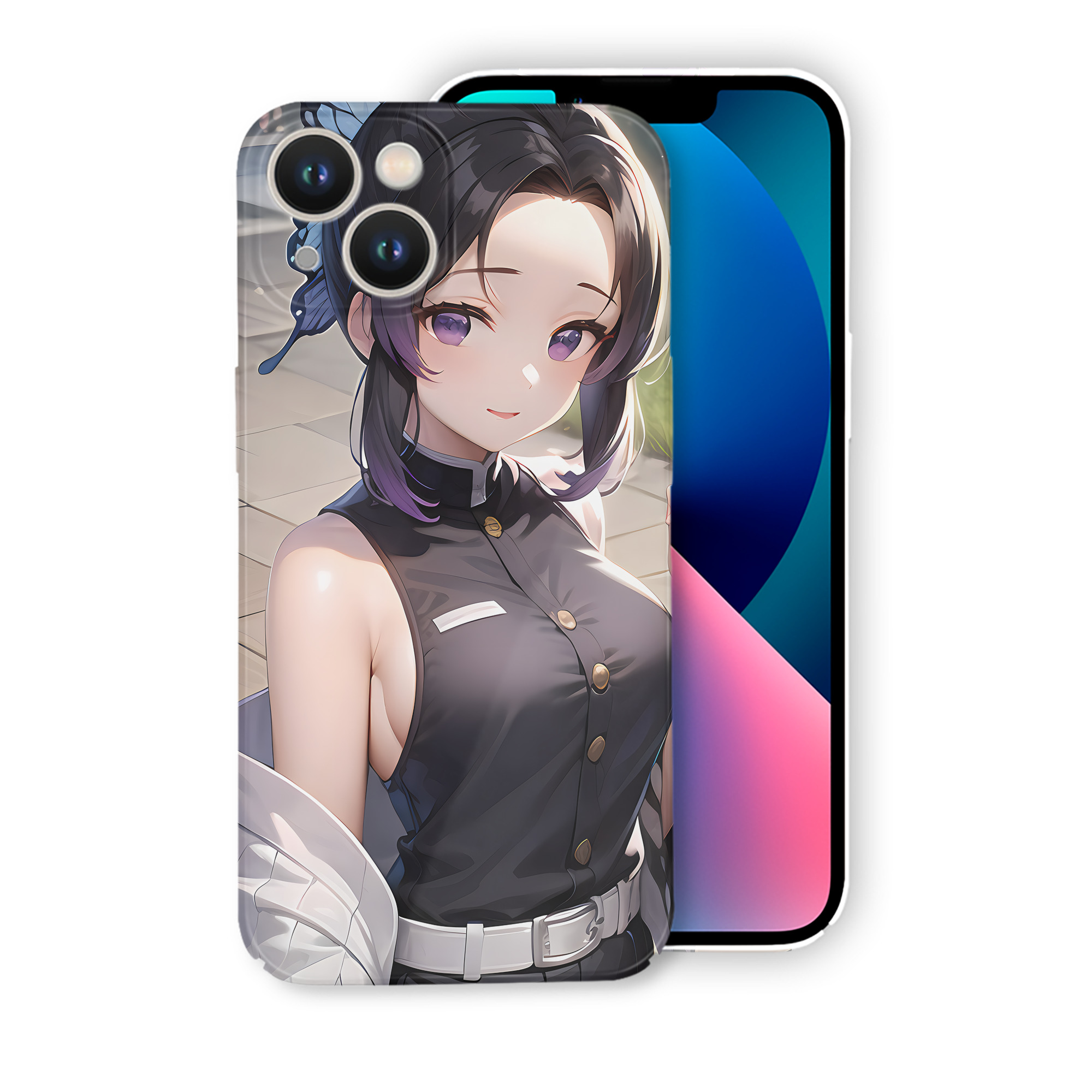 （画像用） 鬼滅の刃（きめつのやいば）蟲柱-胡蝶 しのぶ／こちょう しのぶ Kochou Shinobu 【iPhone 14シリーズ対応】ハードケース