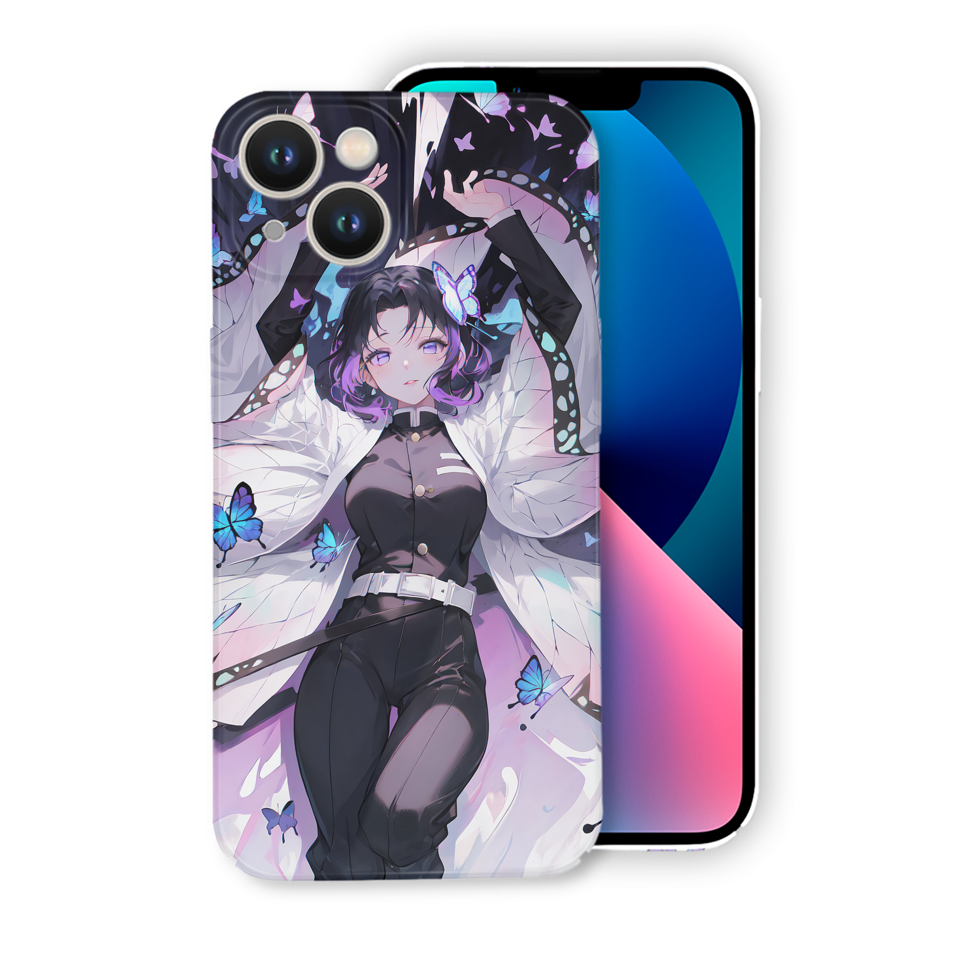 （画像用） 鬼滅の刃（きめつのやいば）蟲柱-胡蝶 しのぶ／こちょう しのぶ Kochou Shinobu 【iPhone 14シリーズ対応】ハードケース
