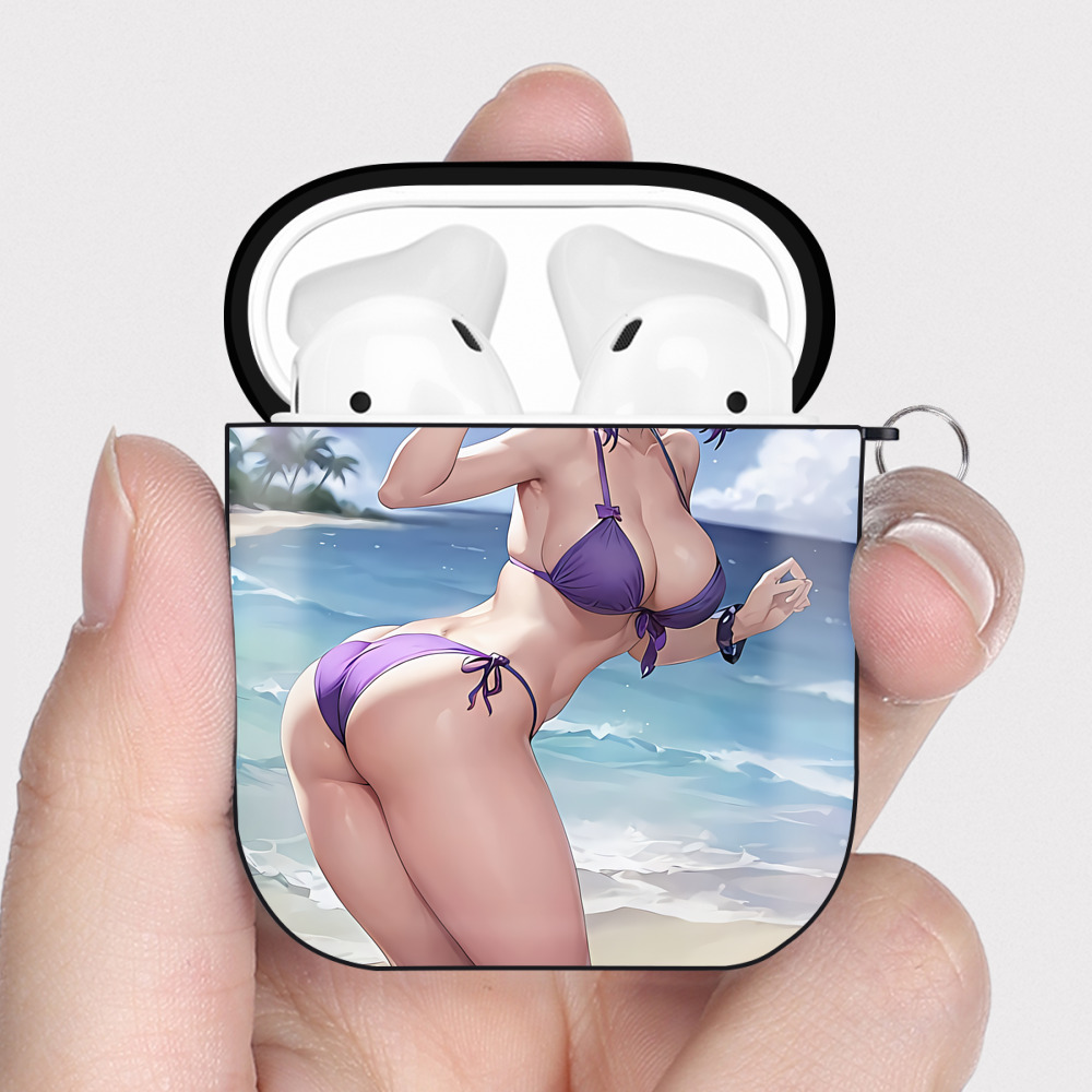（画像用） 鬼滅の刃（きめつのやいば）蟲柱-胡蝶 しのぶ／こちょう しのぶ Kochou Shinobu AirPods 第2世代保護ケース ハードシェル ブラック 耐衝撃・防指紋・カラビナ付き