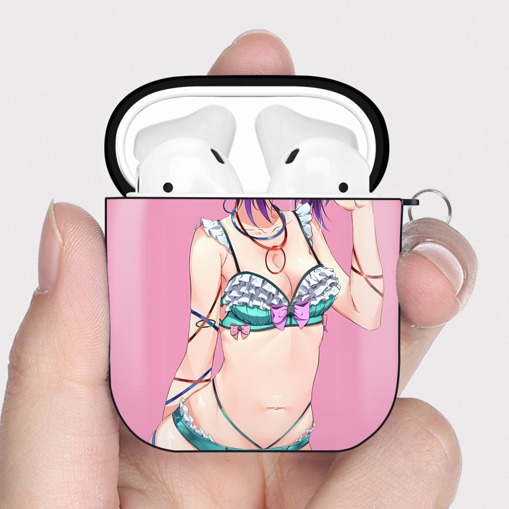 （画像用） 鬼滅の刃（きめつのやいば）蟲柱-胡蝶 しのぶ／こちょう しのぶ Kochou Shinobu AirPods 第2世代保護ケース ハードシェル ブラック 耐衝撃・防指紋・カラビナ付き
