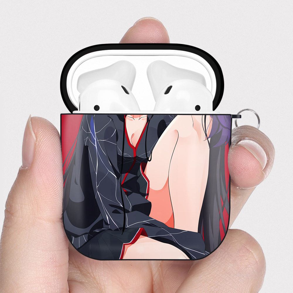 （画像用） 鬼滅の刃（きめつのやいば）蟲柱-胡蝶 しのぶ／こちょう しのぶ Kochou Shinobu AirPods 第2世代保護ケース ハードシェル ブラック 耐衝撃・防指紋・カラビナ付き